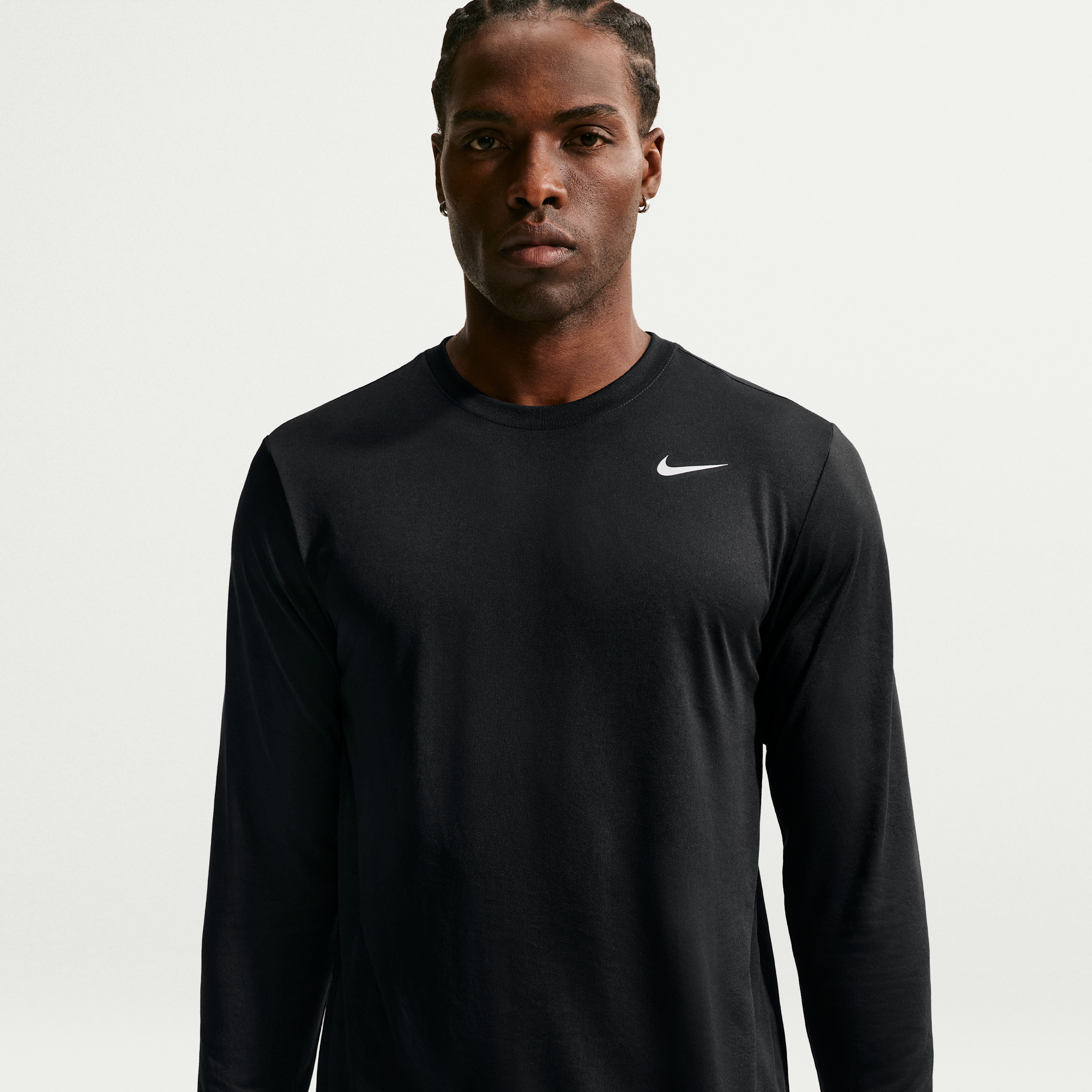 Nike Men's Relaxed-Fit Long-Sleeve Fitness T-Shirt - Black/mMatte Silver