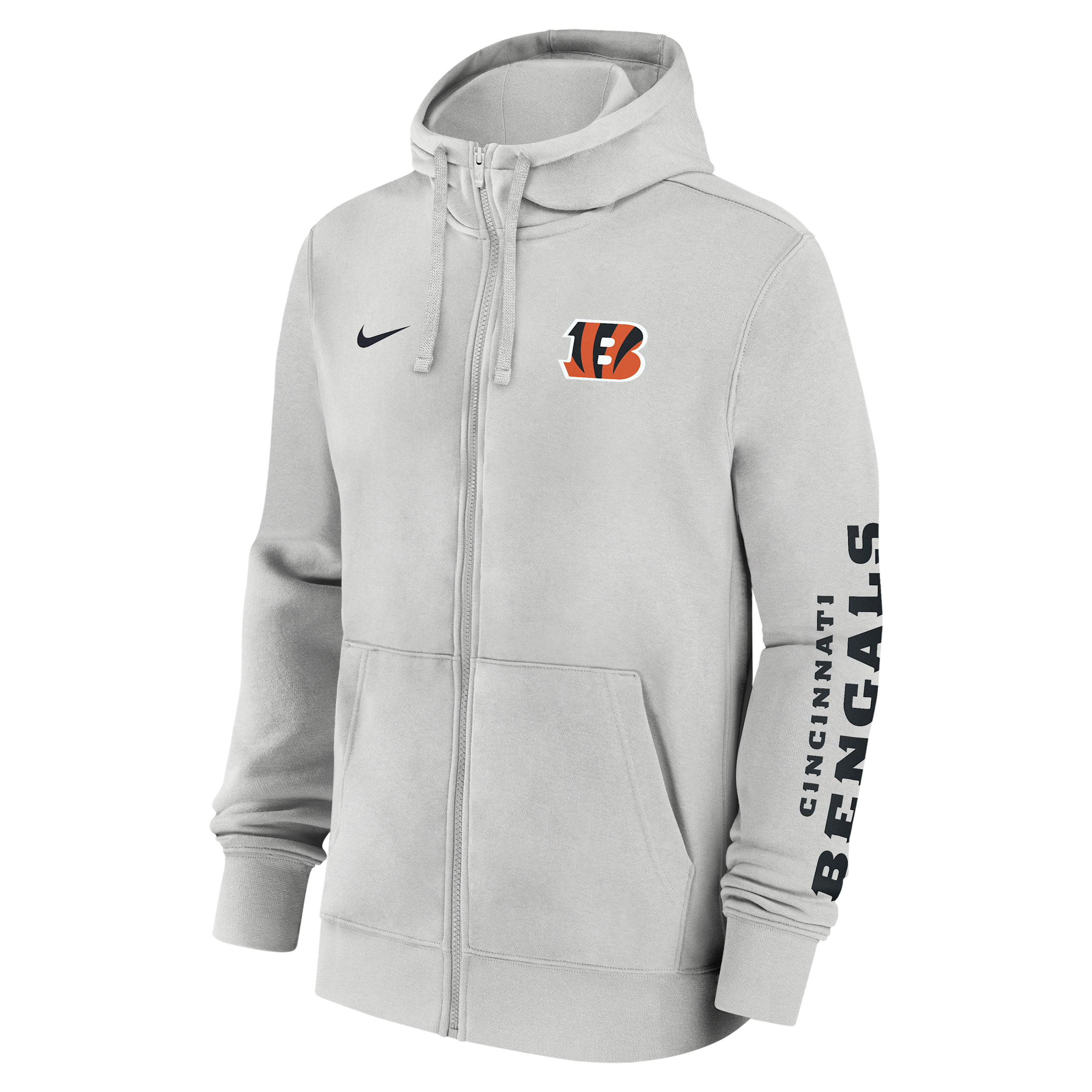 Cincinnati Bengals Club Nike Men's NFL Full-Zip Hoodie in Grey | 01NC0BB9A-1LR