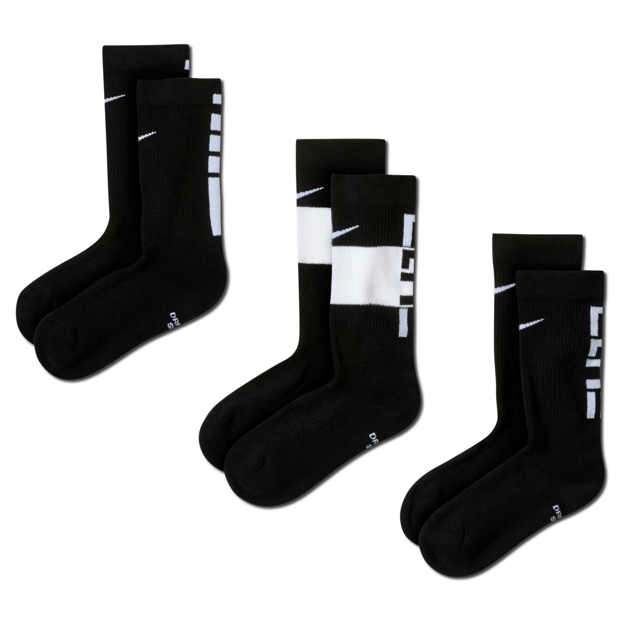 Boys Nike 3 Pack Elite Crew Socks - Boys' Grade School Black/White Size M