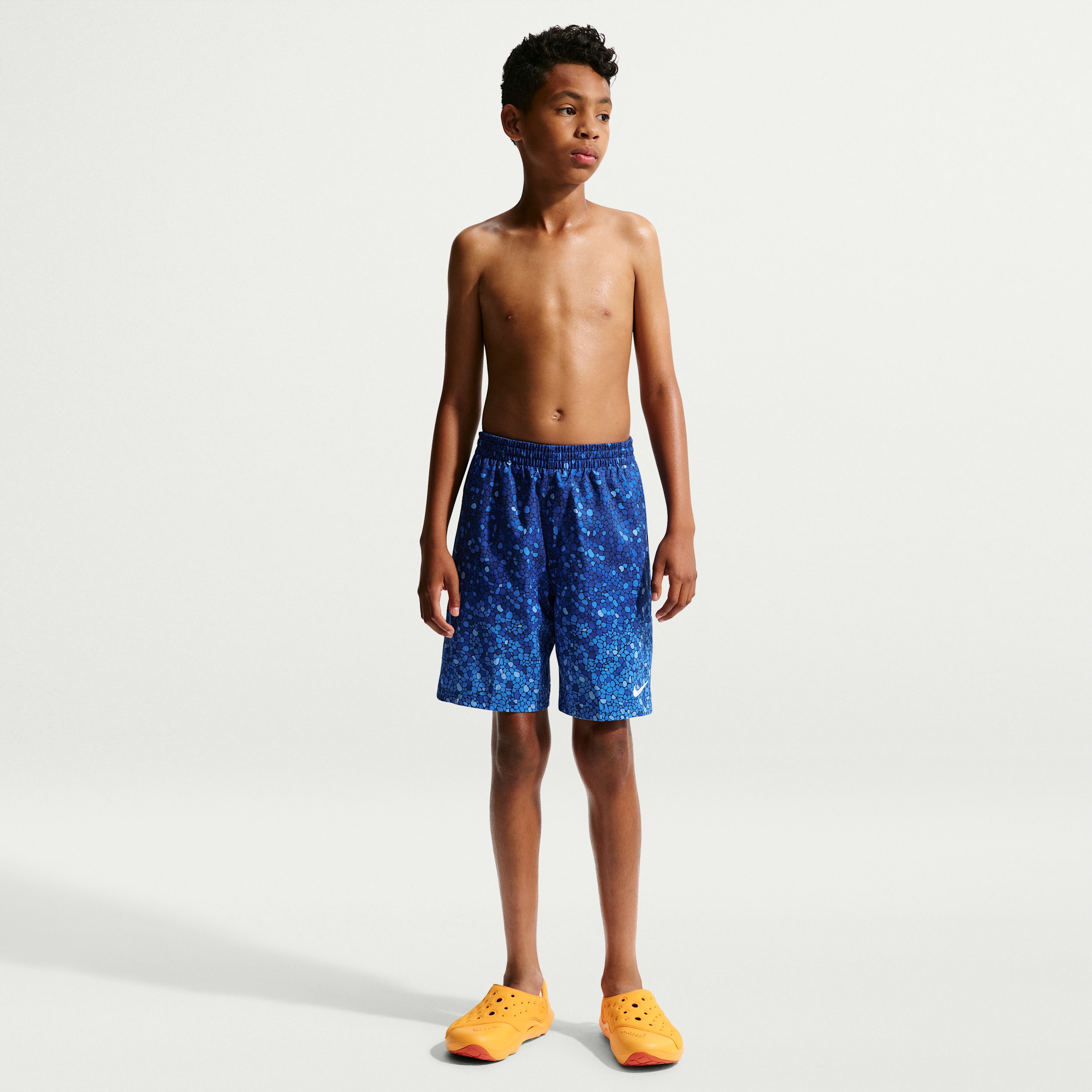 Nike Swim Breaker Big Kids' (Boys') 7" Brief-Lined Volley Short in Blue | NESSG823-440