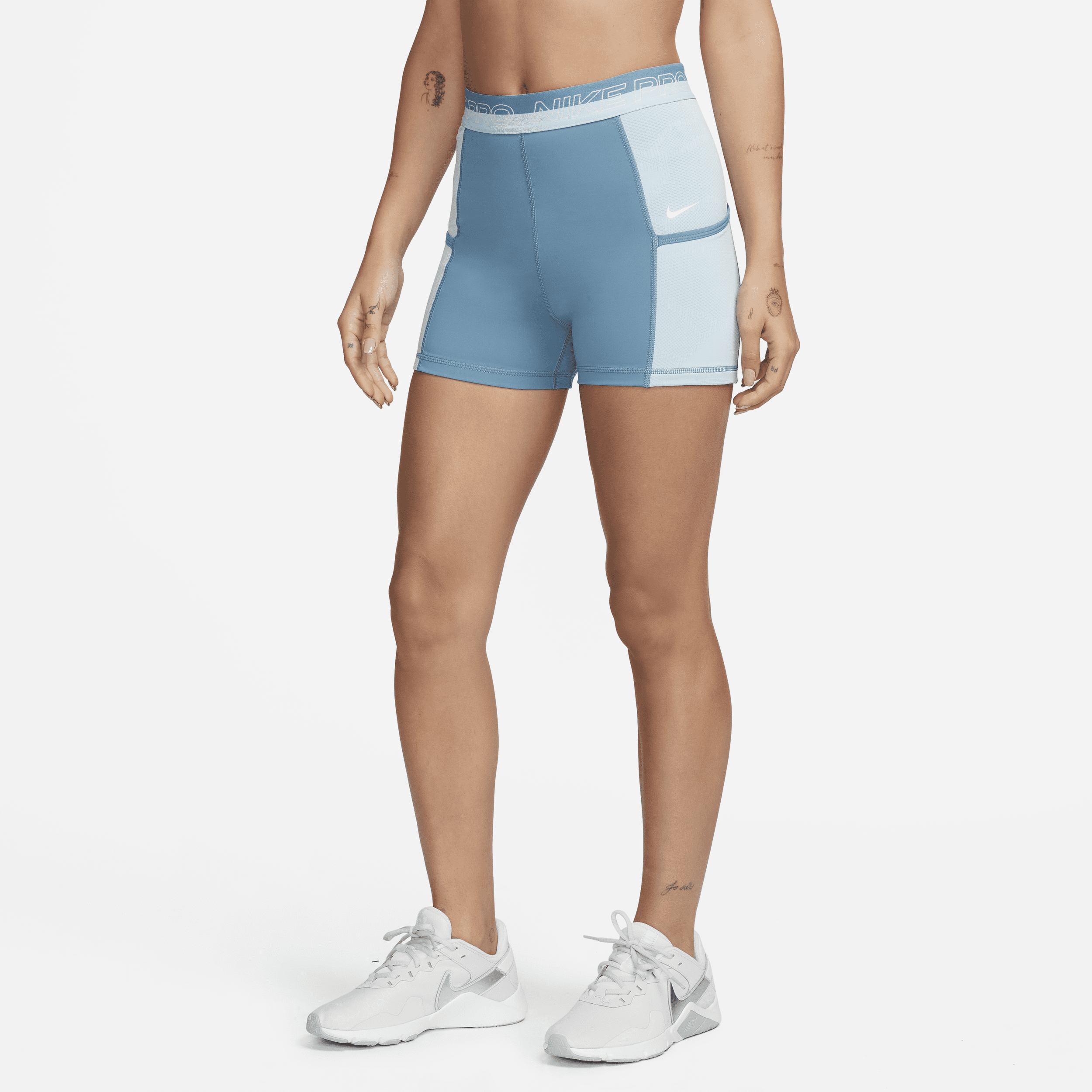 Nike Women's  Pro High-waisted 3" Training Shorts With Pockets In Blue