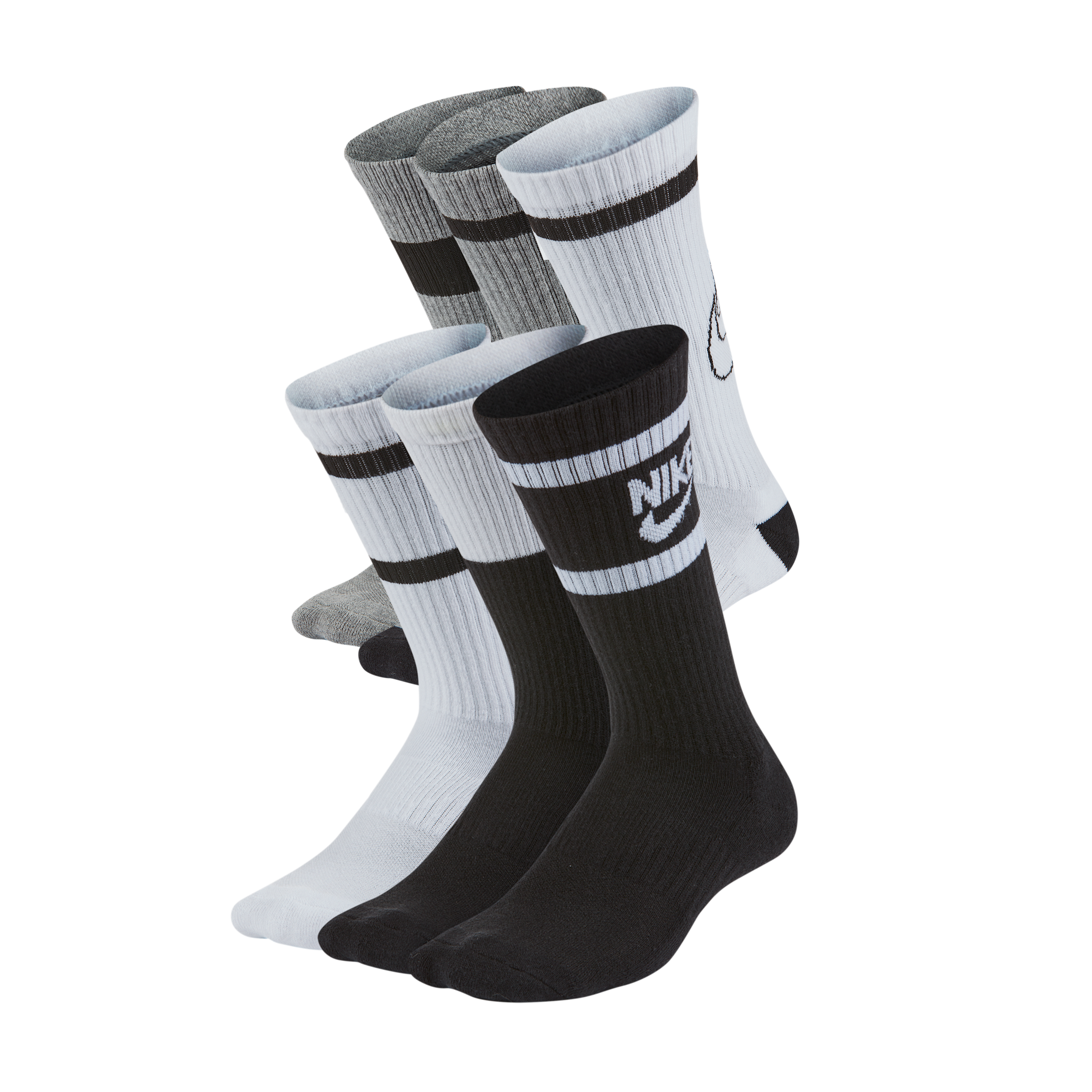 Nike Everyday Kids' Cushioned Crew Socks (6 Pairs) in Multicolor | CK7302-901