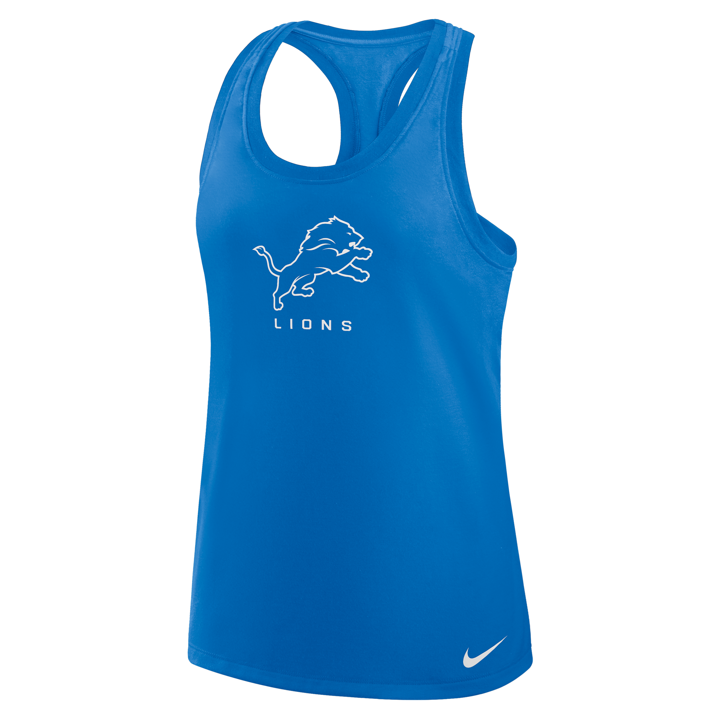 Detroit Lions Hurry Up Nike Women's Dri-FIT NFL Racerback Tank Top in Blue | 03E145A9J-LWB