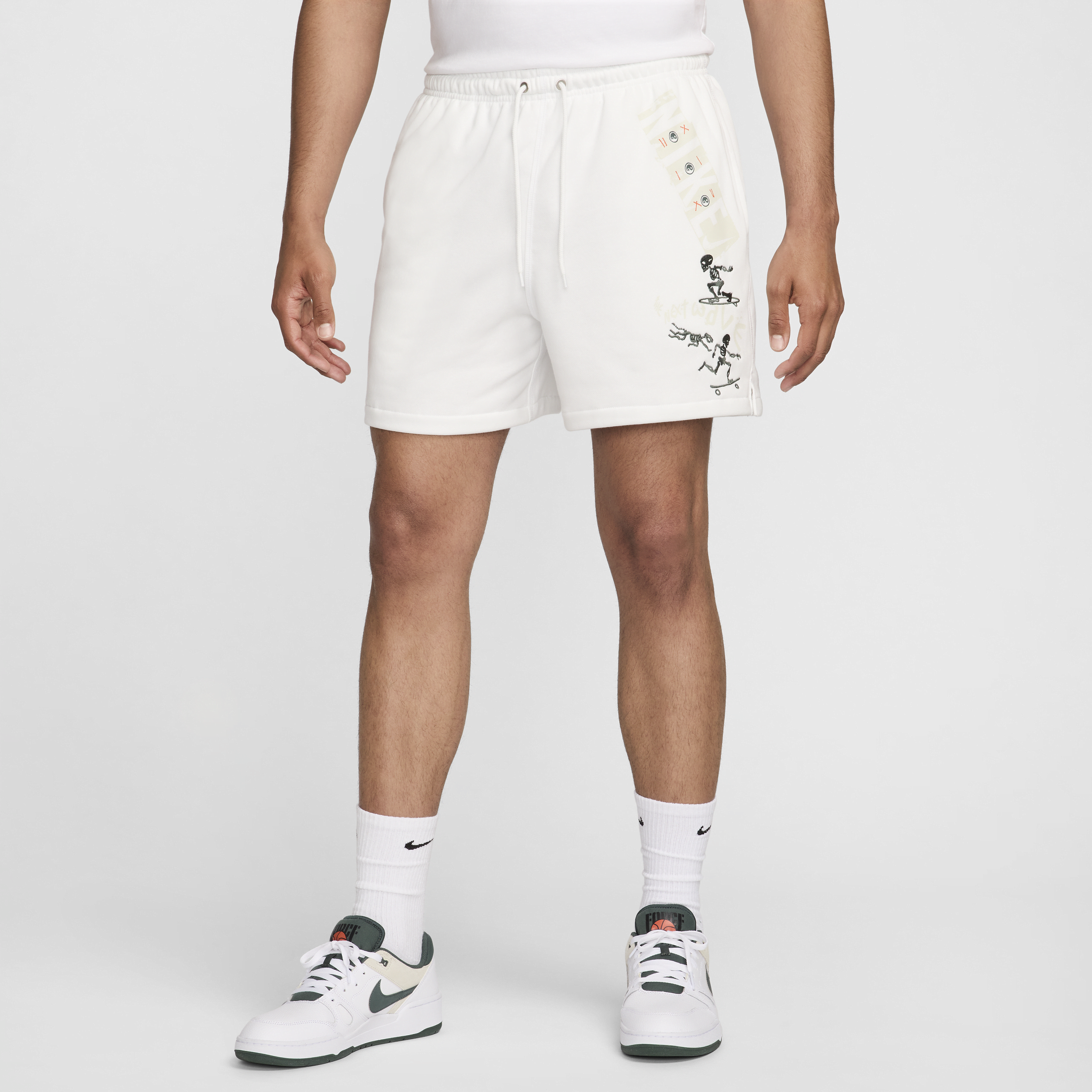 Shop Nike Men's Club French Terry Flow Shorts In White
