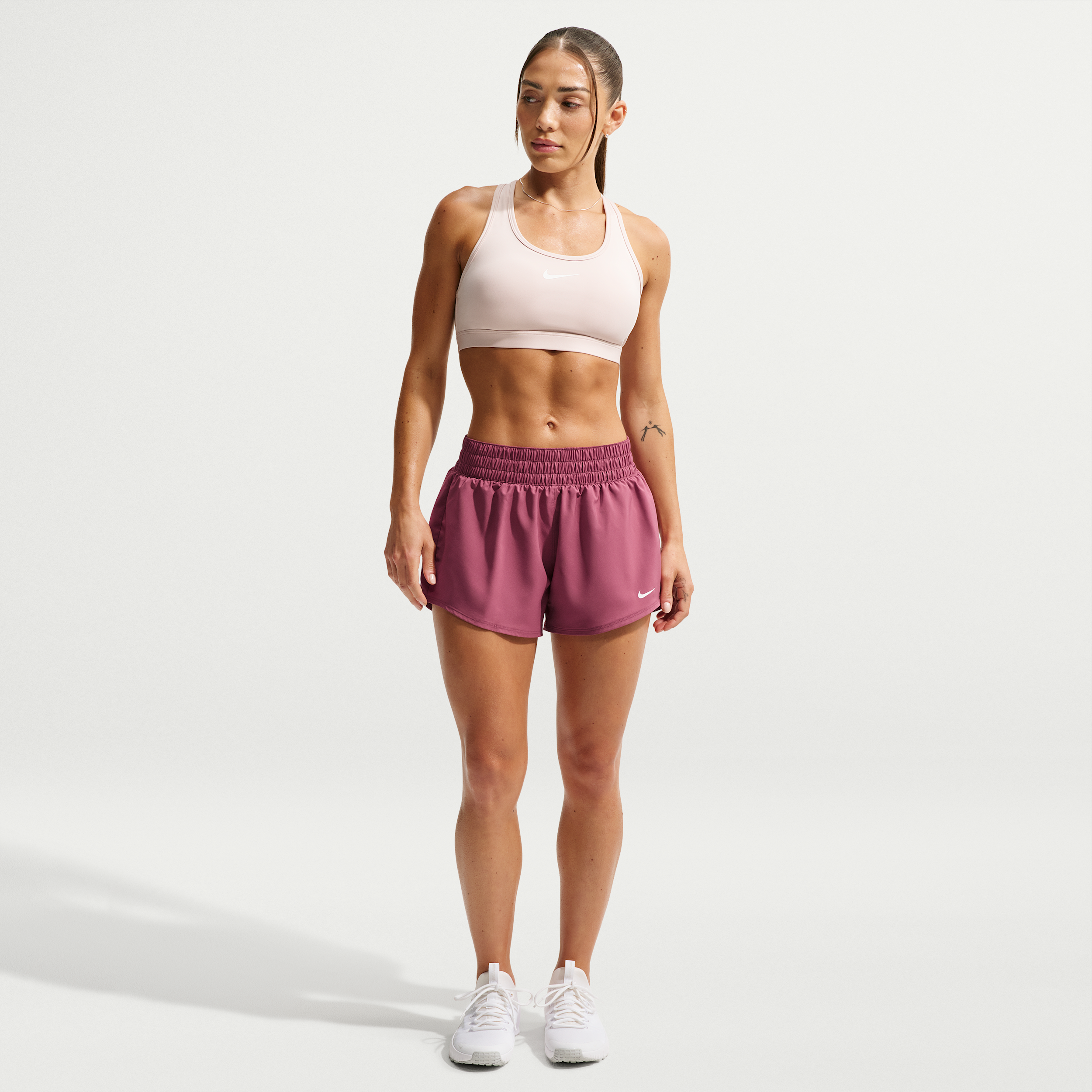Nike Women's One Dri-FIT Mid-Rise 3" Brief-Lined Shorts in Red | DX6010-654