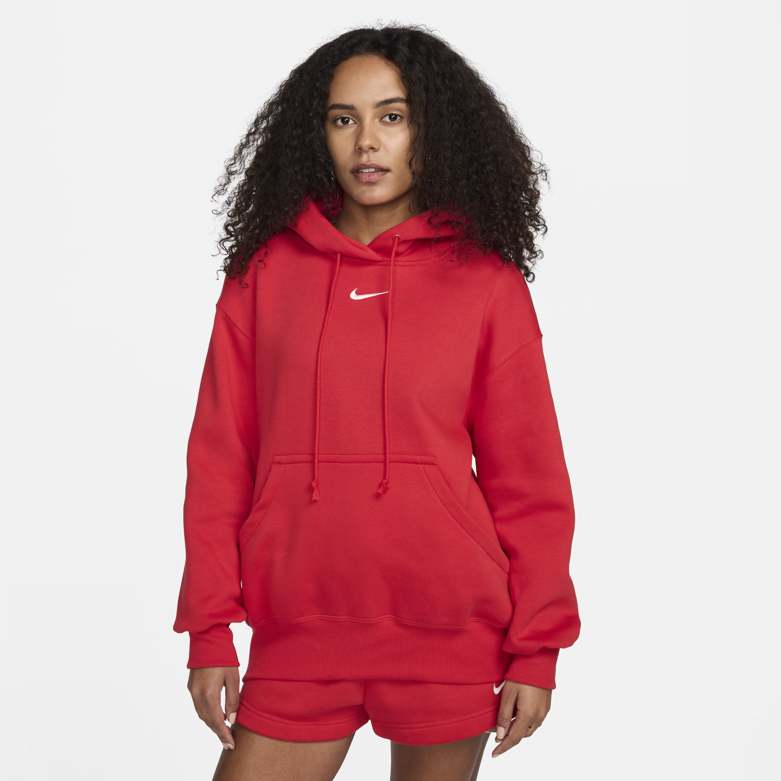 Shop Nike Women's  Sportswear Phoenix Fleece Oversized Pullover Hoodie In Red