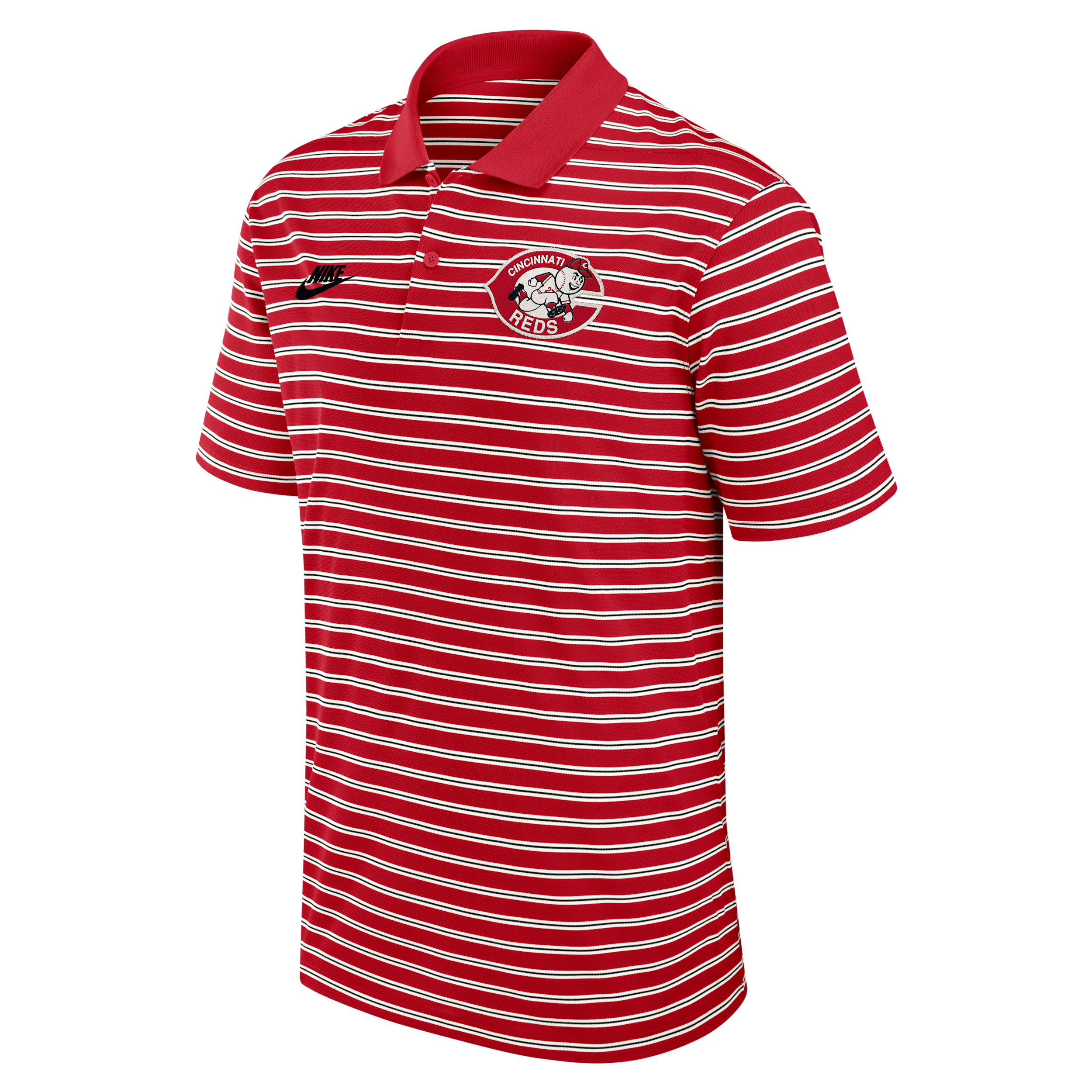 Nike Men's Red Cincinnati Reds Cooperstown Collection Dri-fit Victory Striped Polo Shirt - Red, Cream