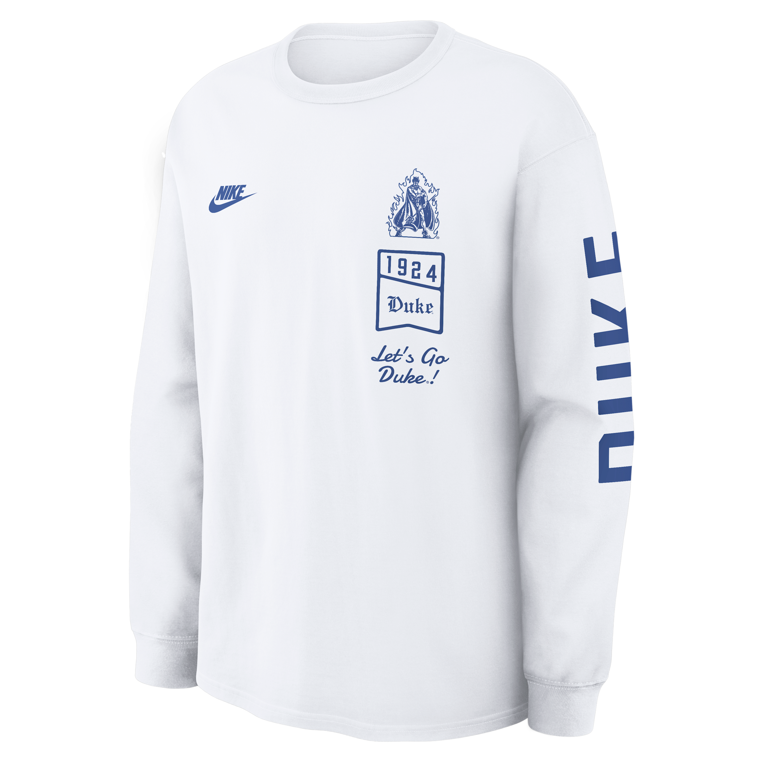Duke Legacy Nike Men's College Long-Sleeve T-Shirt in White | 04T910ADUV-4MX