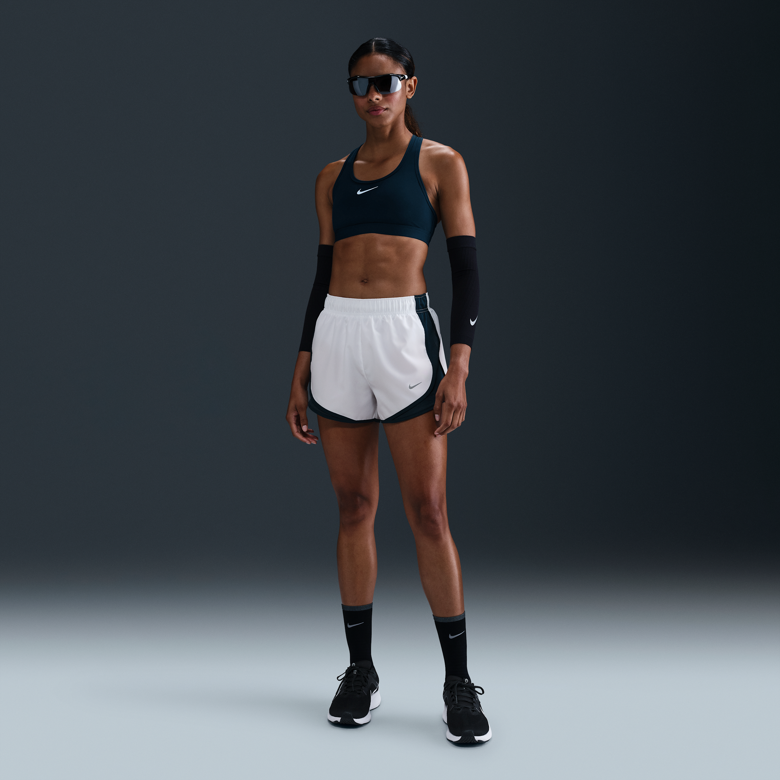 Nike Women's Tempo Dri-fit Mid-rise Brief-lined Running Shorts In White