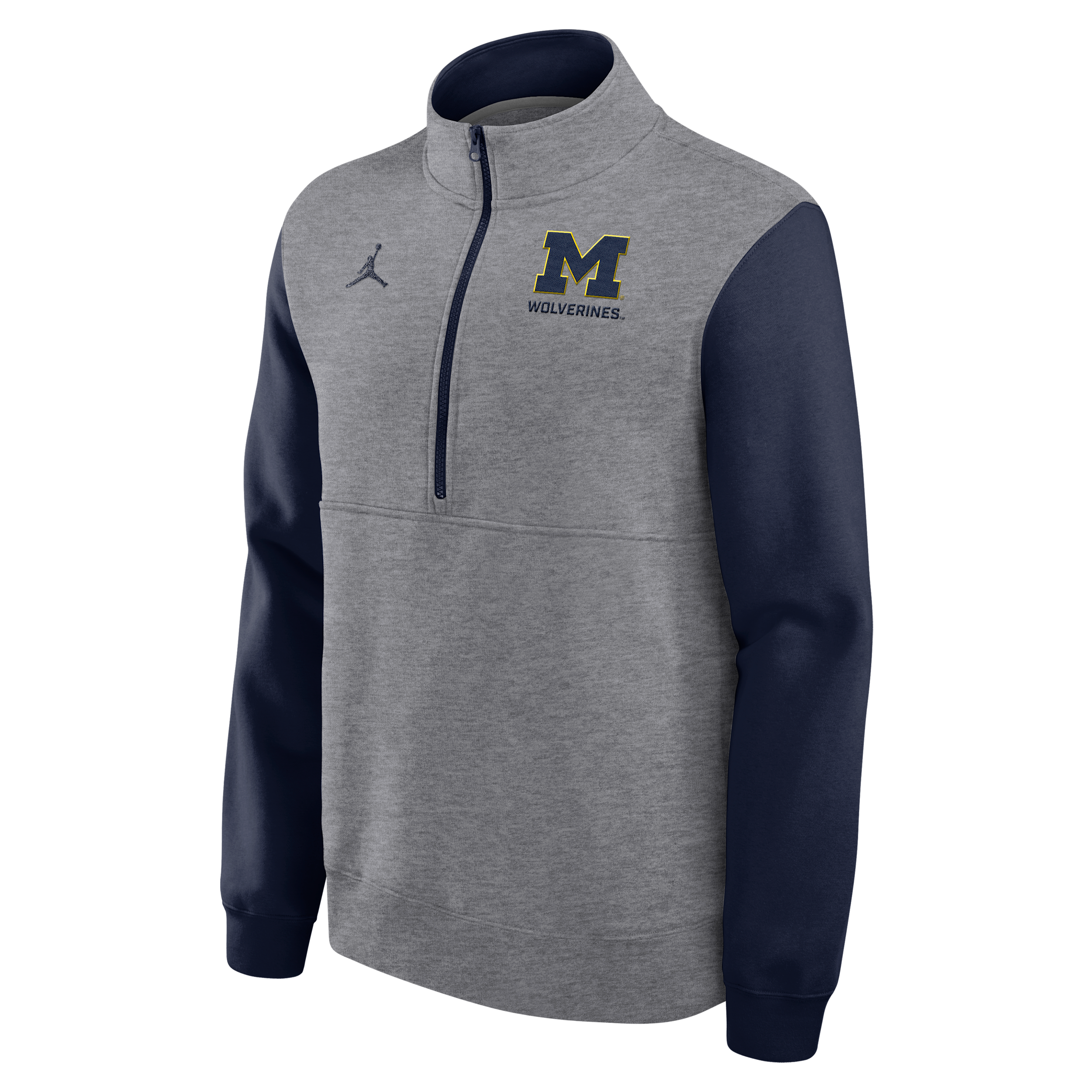 Jordan Men's Heather Gray Michigan Wolverines Club Fleece Half-Zip Pullover Sweatshirt - Heather Gray