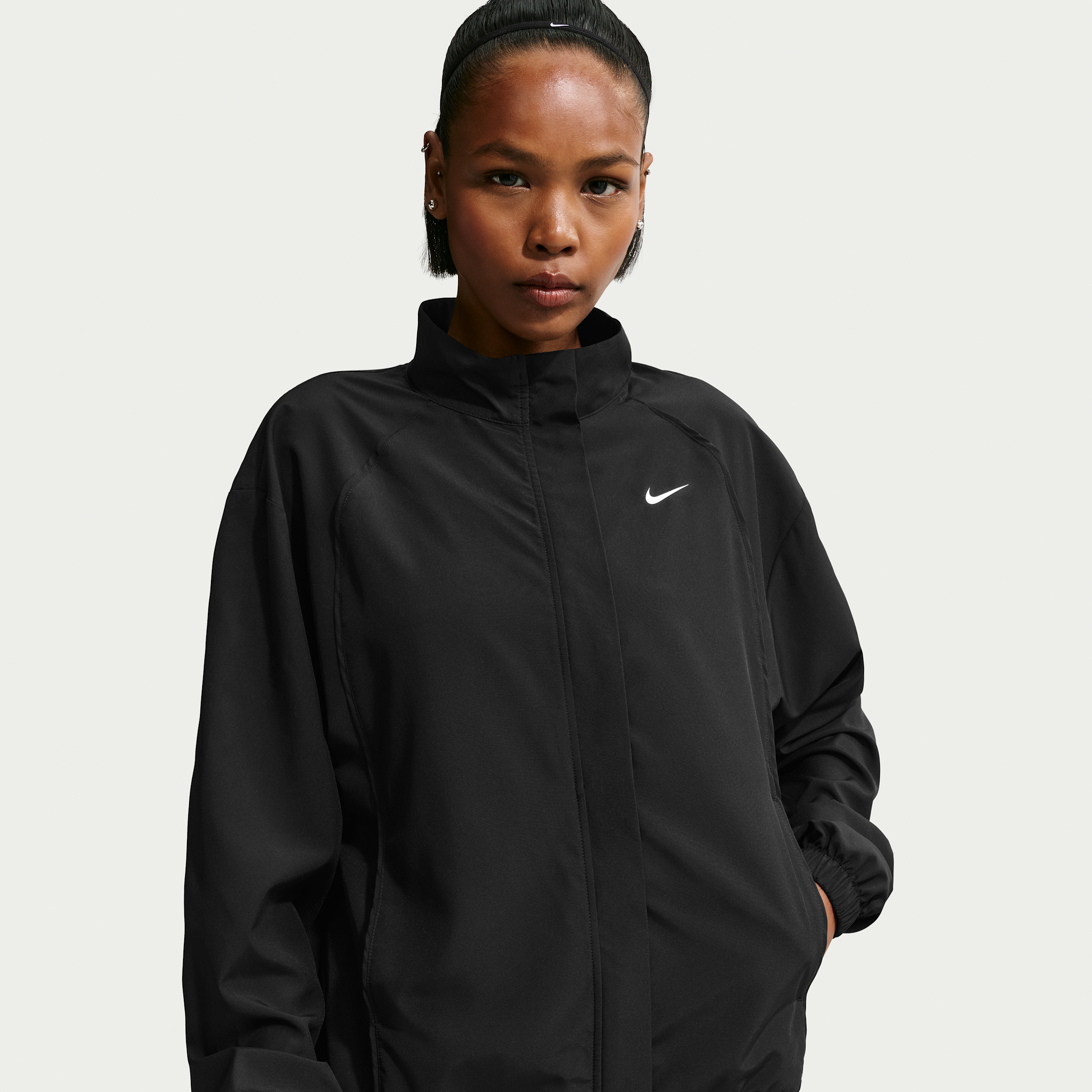 Nike Women's One Dri-FIT Woven Jacket in Black | IB8983-010