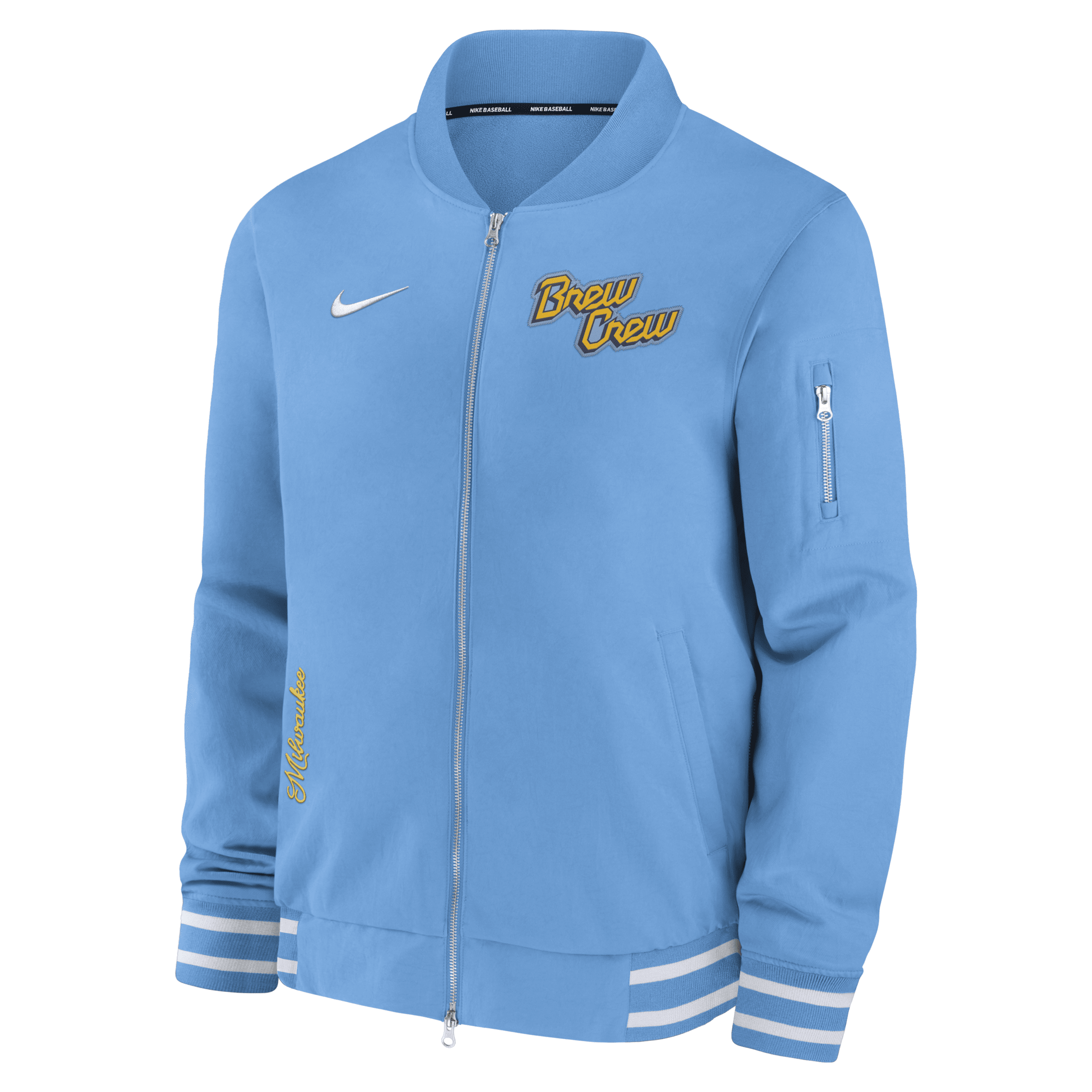 Nike Milwaukee Brewers Authentic Collection City Connect Game Time  Men's Mlb Full-zip Bomber Jacket In Blue