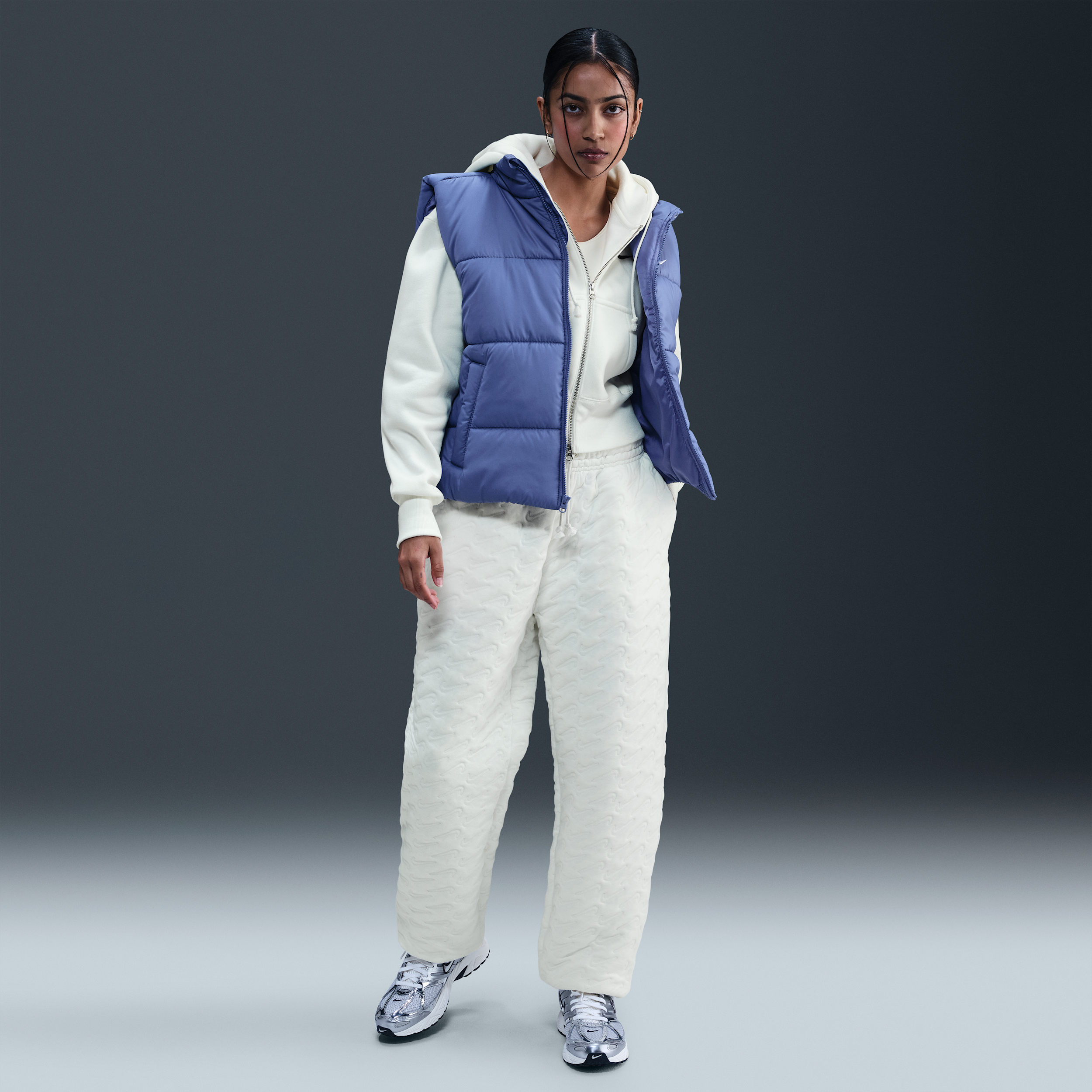Nike Women's  Sportswear Phoenix Fleece Oversized High-waisted Jacquard Pants In White