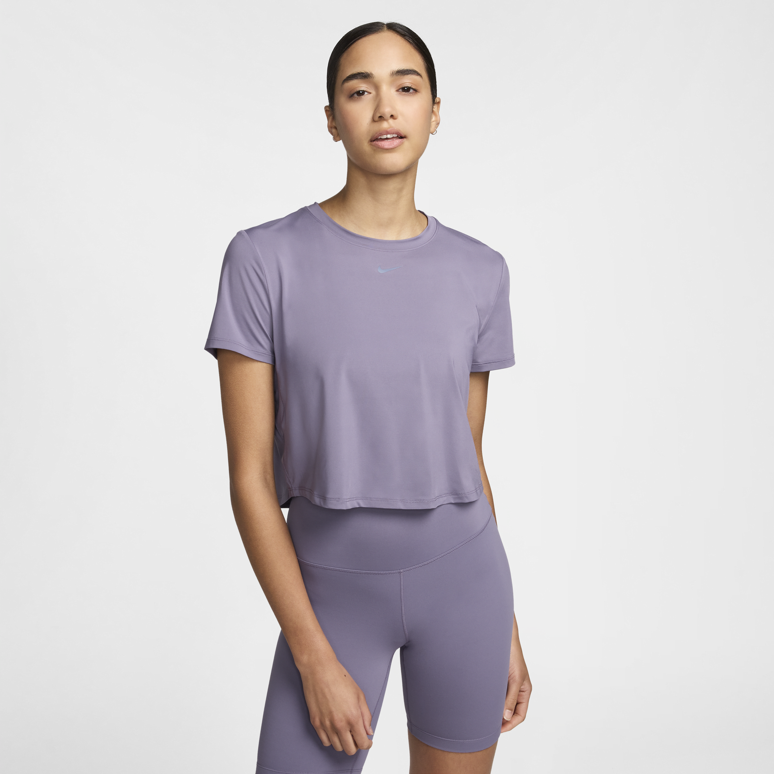 Shop Nike Women's One Classic Dri-fit Short-sleeve Cropped Top In Purple