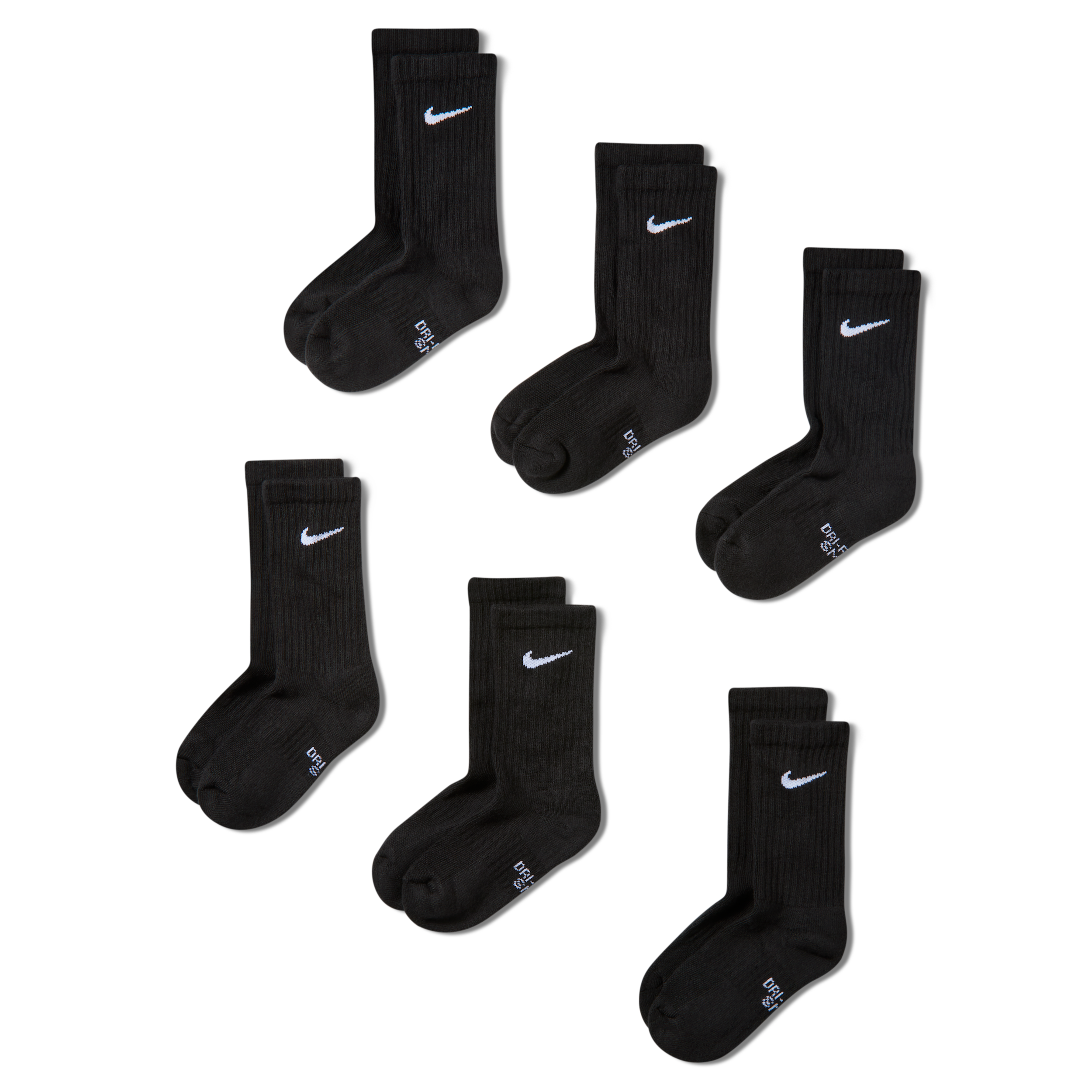 Nike Boys 6 Pack Cushioned Crew Socks - Boys' Grade School - Black / White