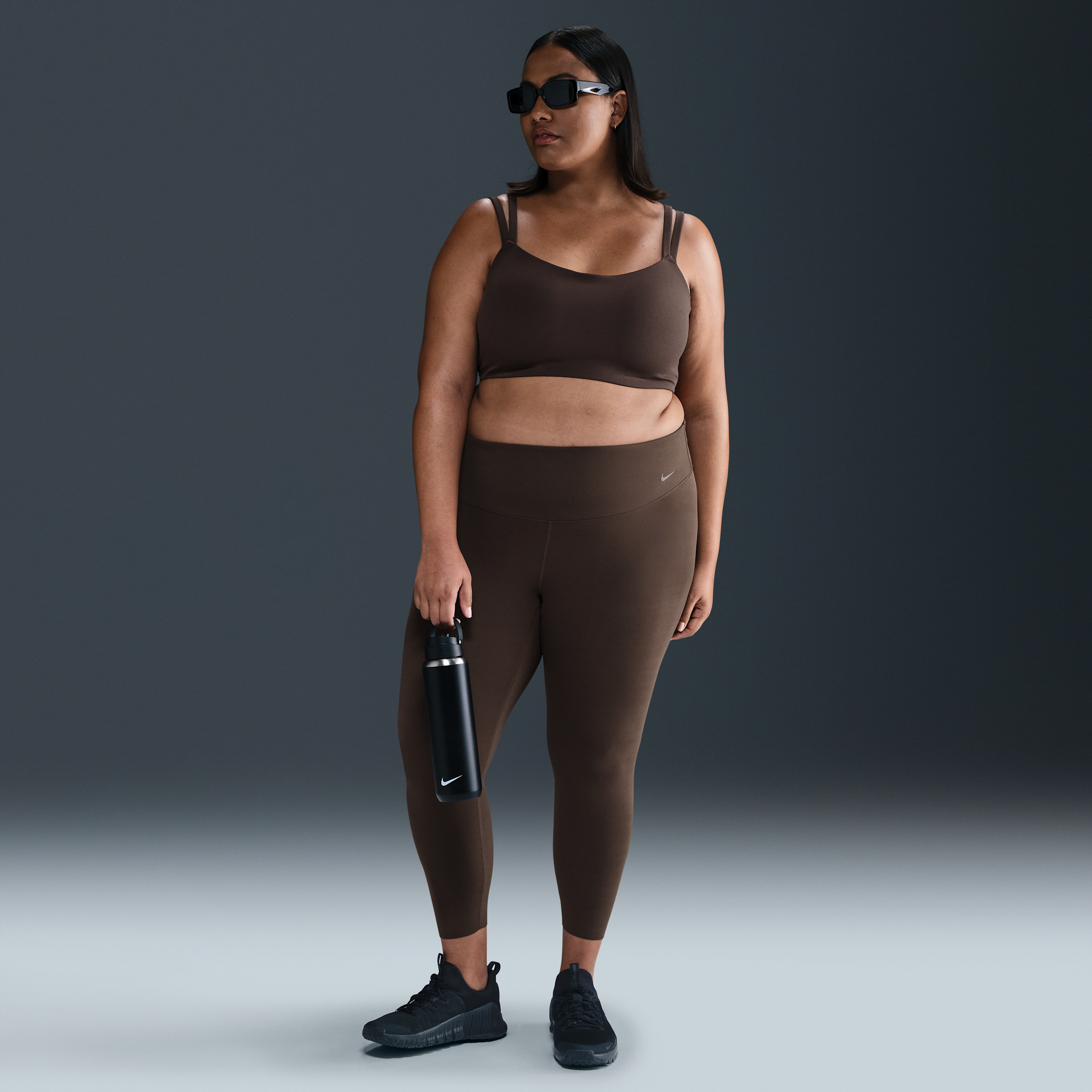 Nike Women's Zenvy Gentle-support High-waisted 7/8 Leggings (plus Size) In Brown