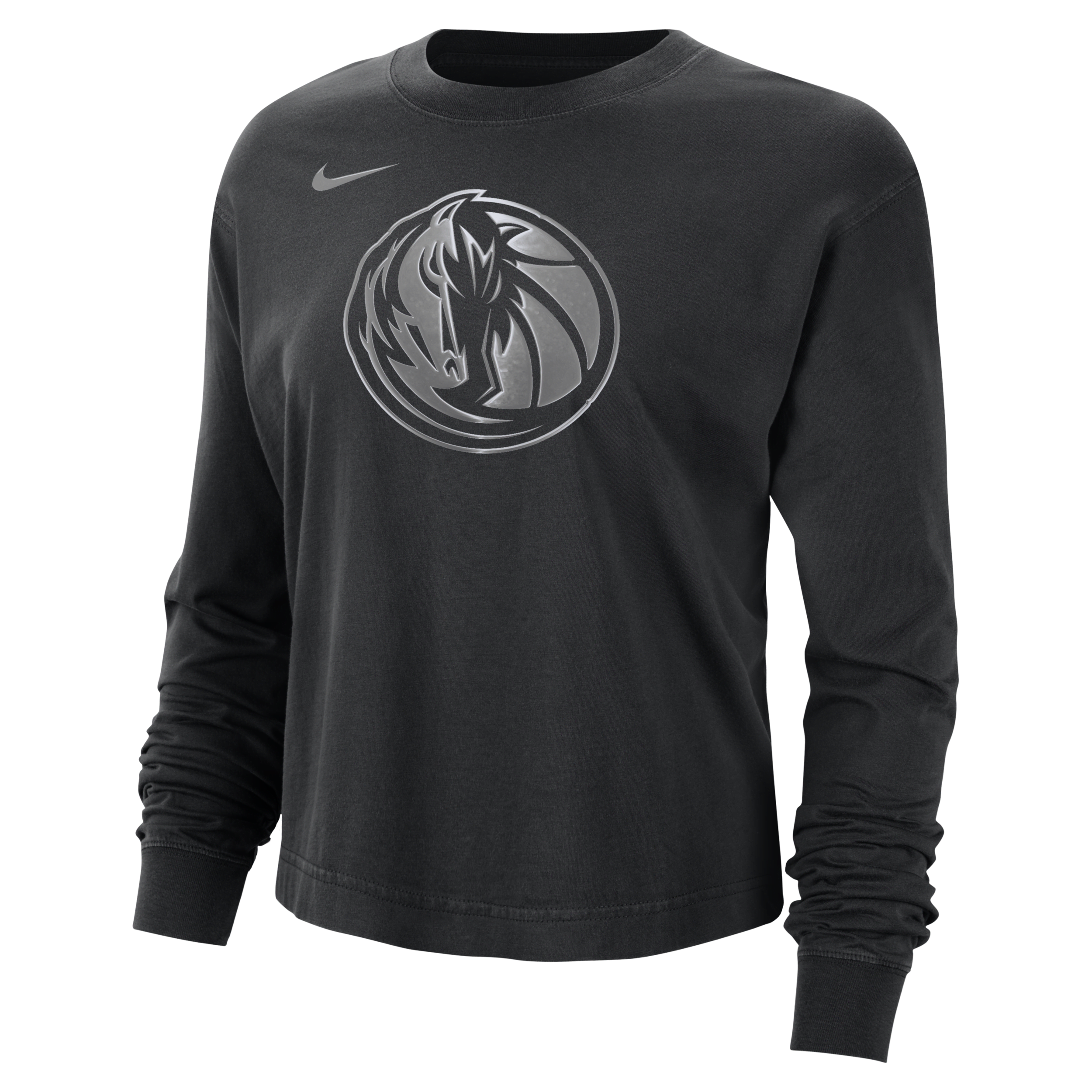 Nike Dallas Mavericks Courtside Women's Nba Shine Boxy Long-sleeve T-shirt In Black