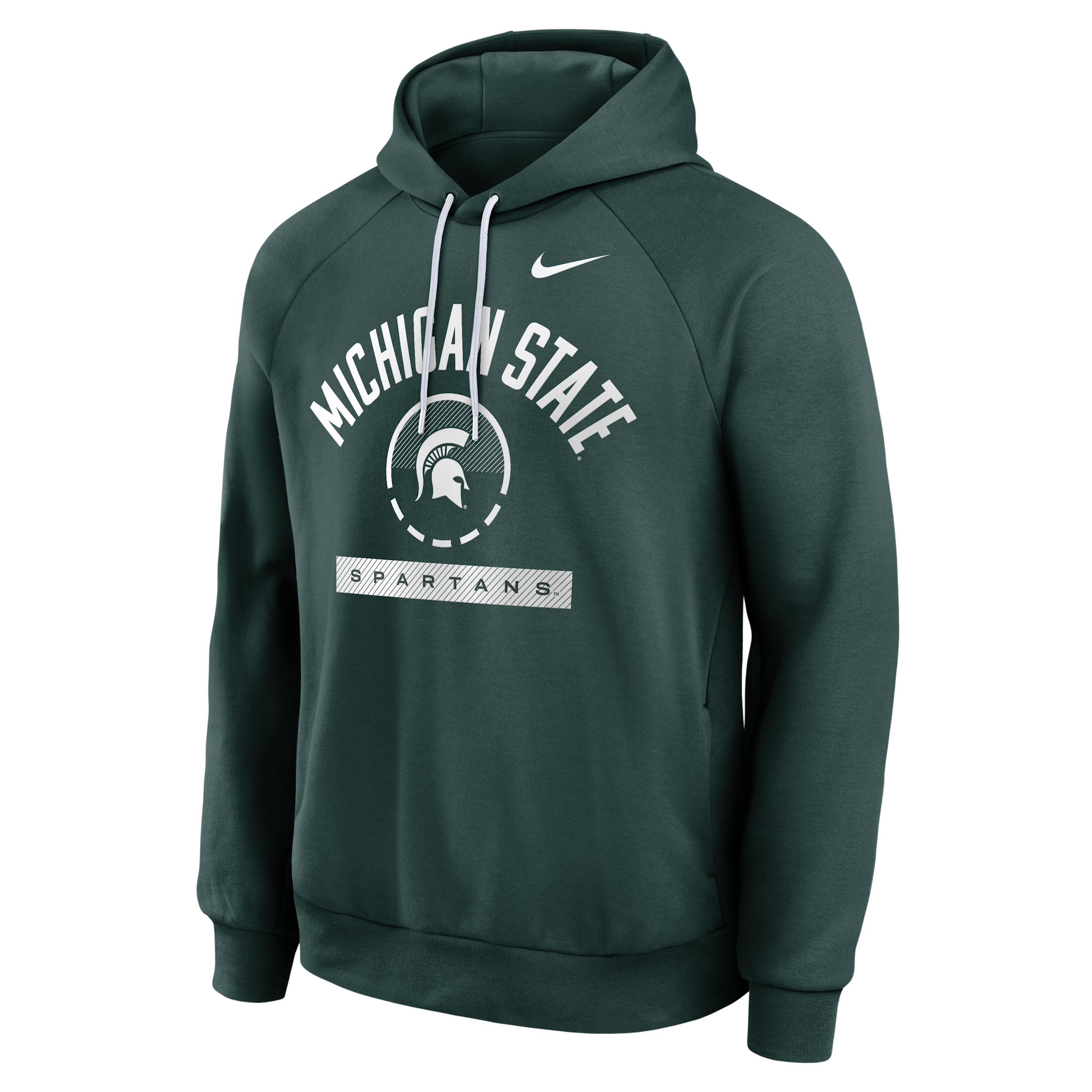 Nike Men's Green Michigan State Spartans Courtside Practice Dri-fit Raglan Fleece Hoodie - Green