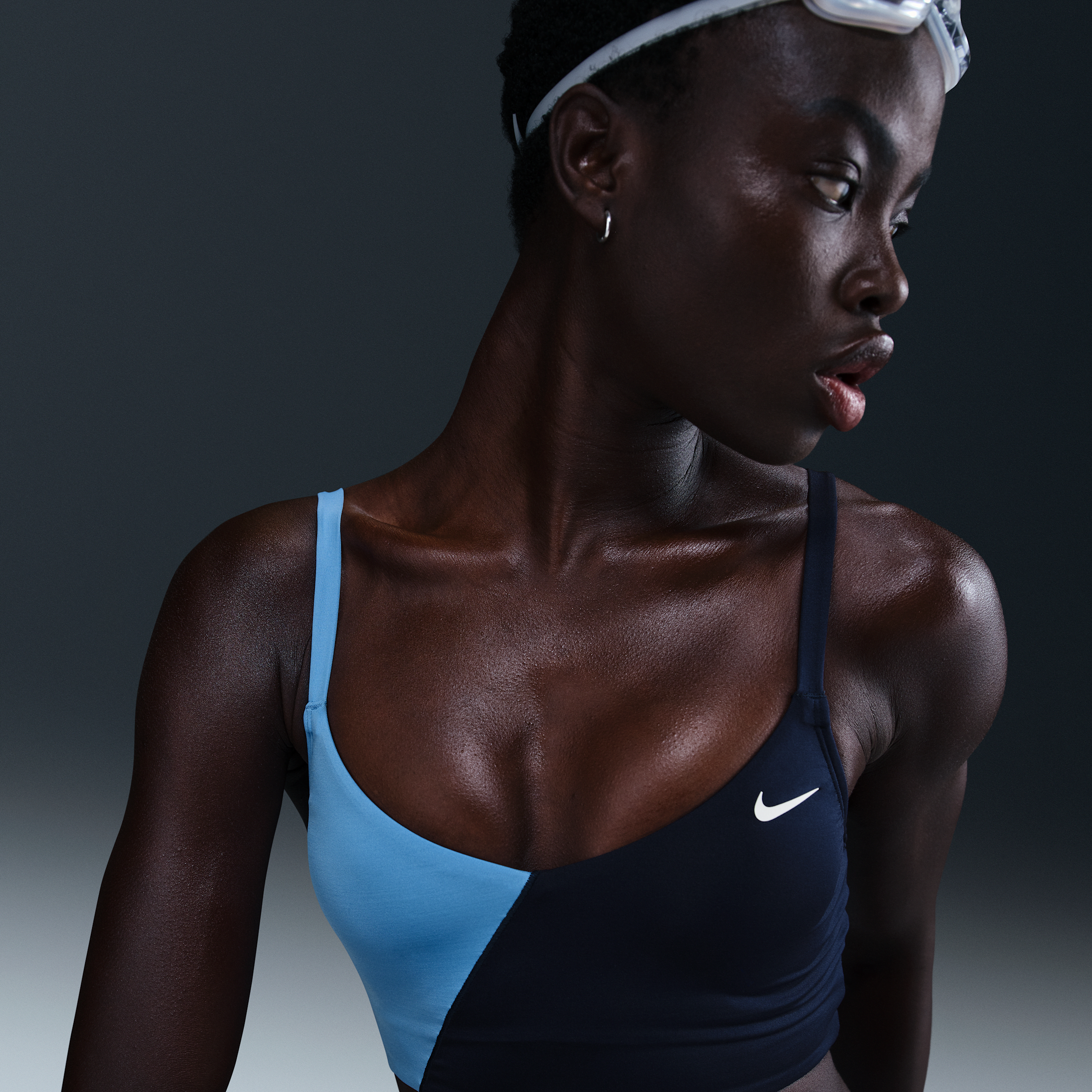Nike Women's Swim V-neck Midkini In Blue