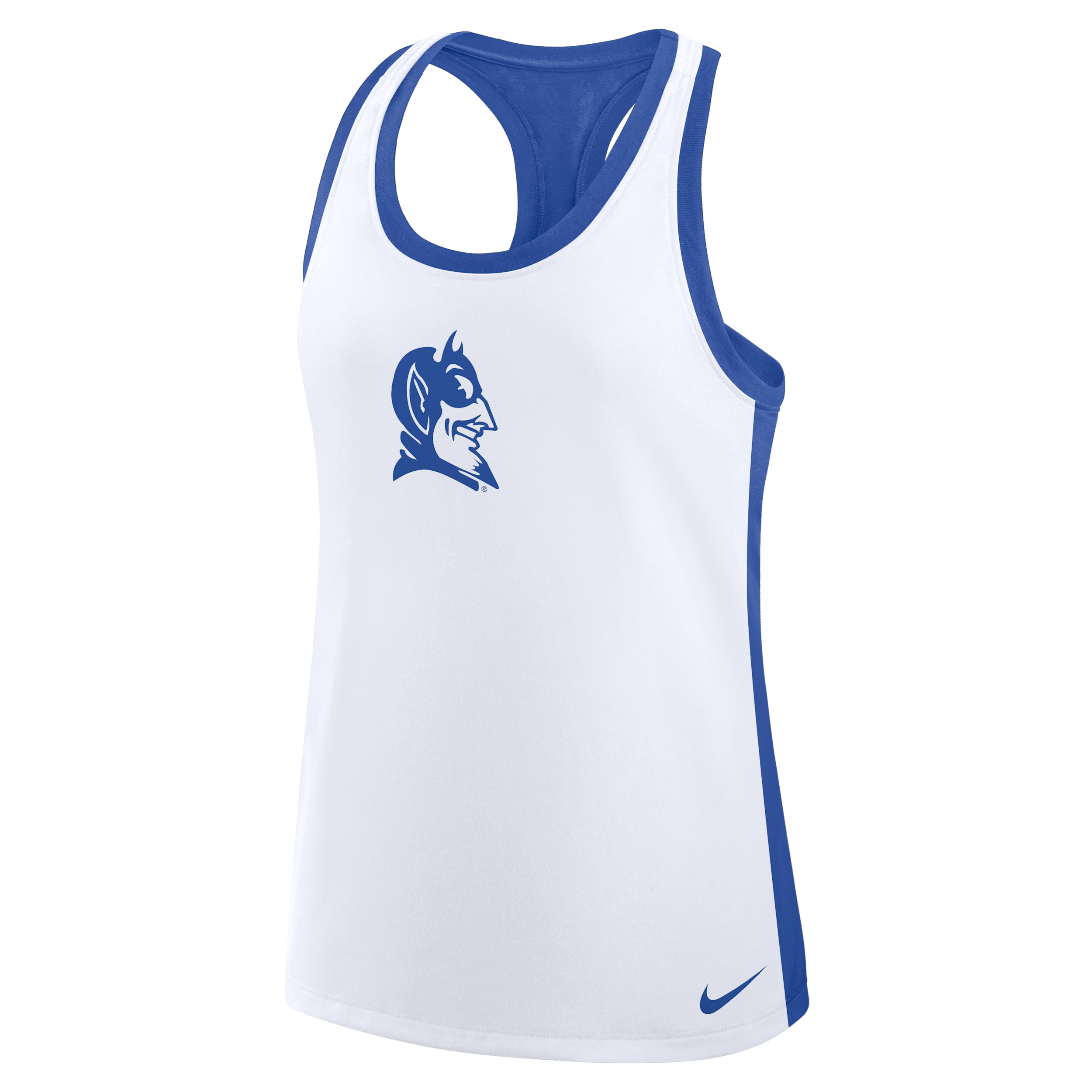 Nike Women's White Duke Blue Devils Reversible Racerback Tank Top - White, Royal