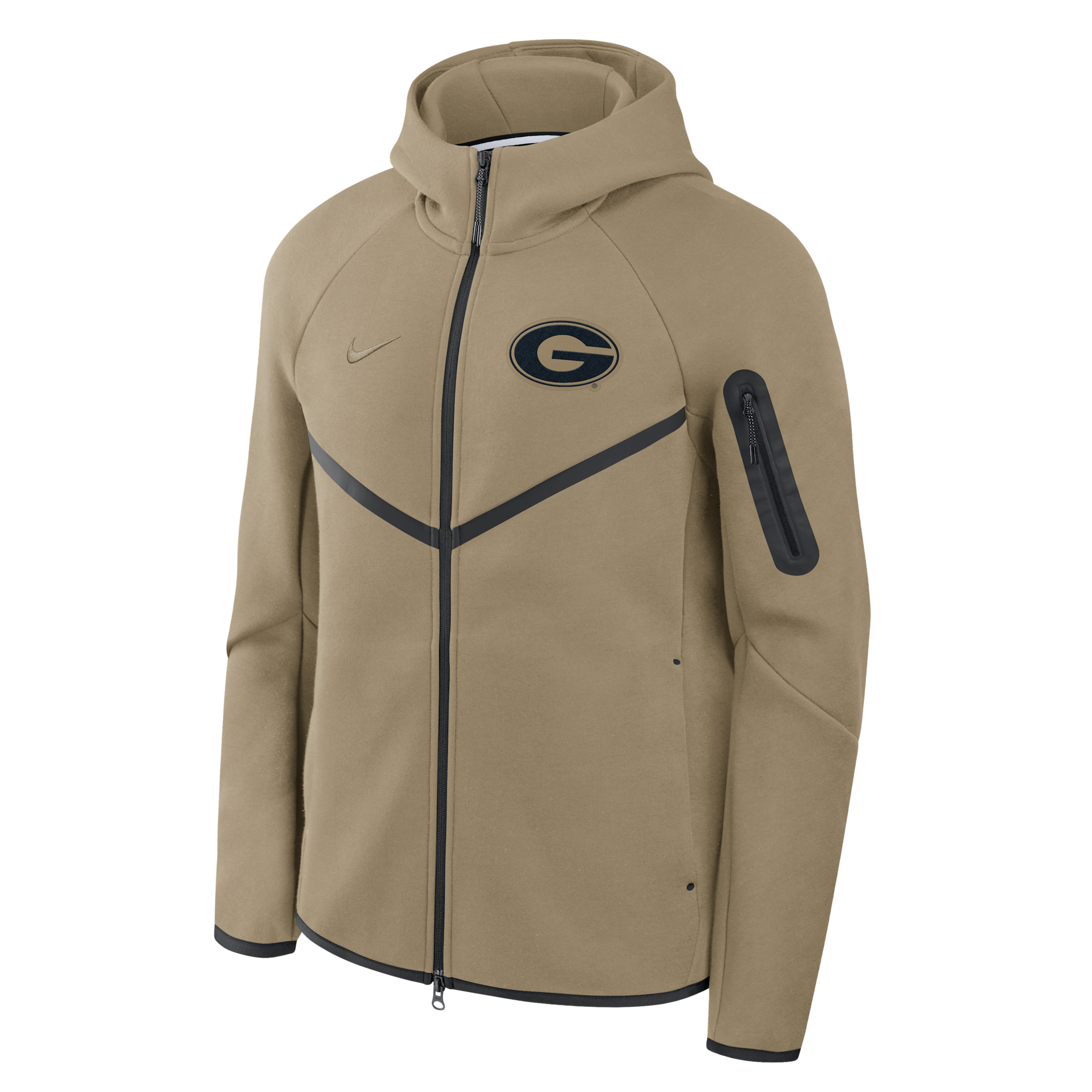 Georgia Tech Fleece Windrunner Nike Men's College Full-Zip Hooded Jacket in Brown | 05L40IDHNGB-GML