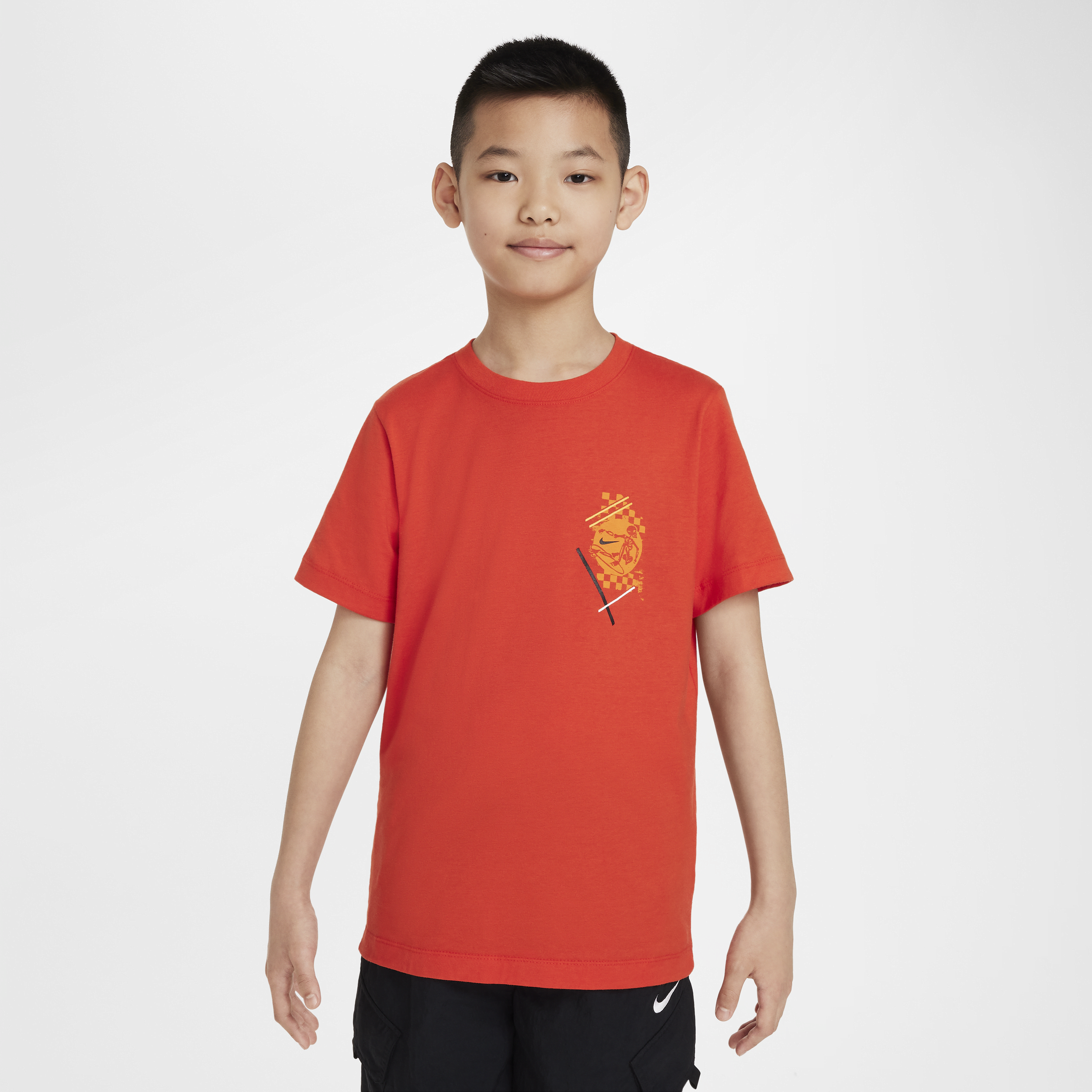 Shop Nike Sportswear Big Kids' (boys') Crew-neck T-shirt In Red