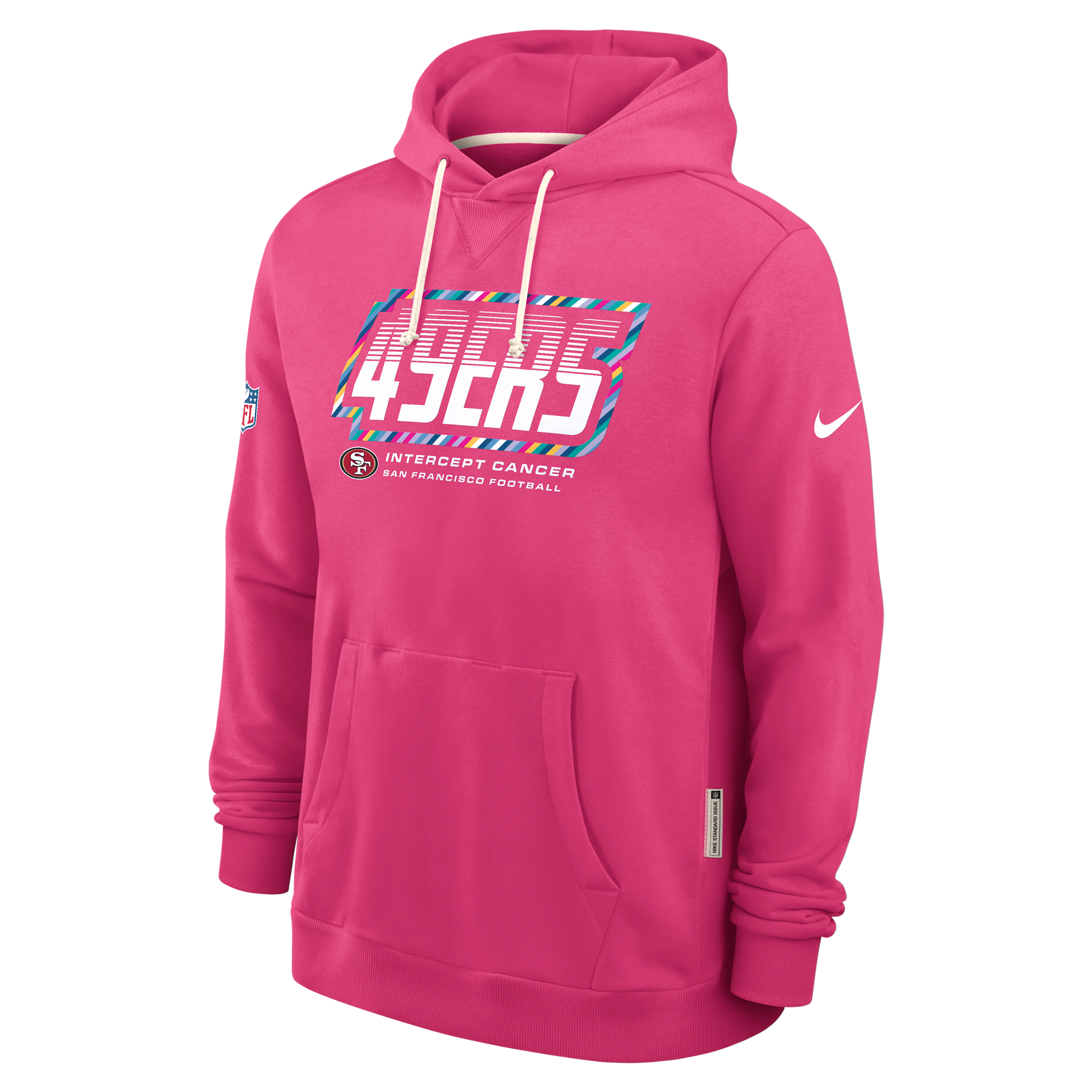 San Francisco 49ers Crucial Catch Sideline Standard Issue Nike Men's Dri-FIT NFL Pullover Hoodie in Pink | 03AZ68XZUT-F9R