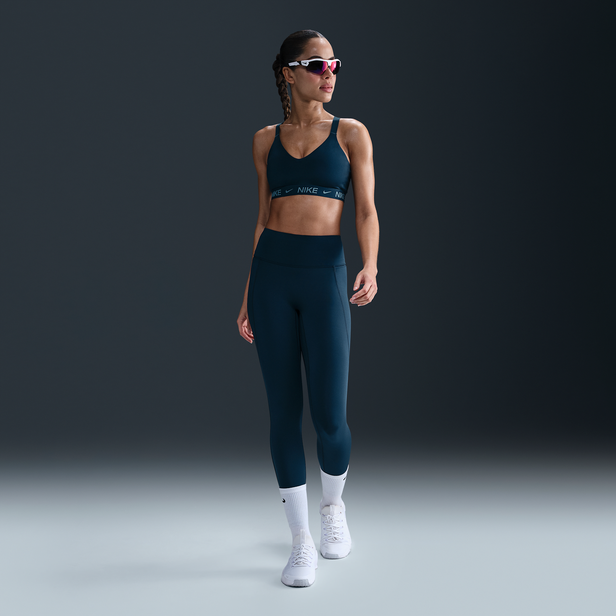 Nike Women's Universa Medium-support High-waisted 7/8 Leggings With Pockets In Blue
