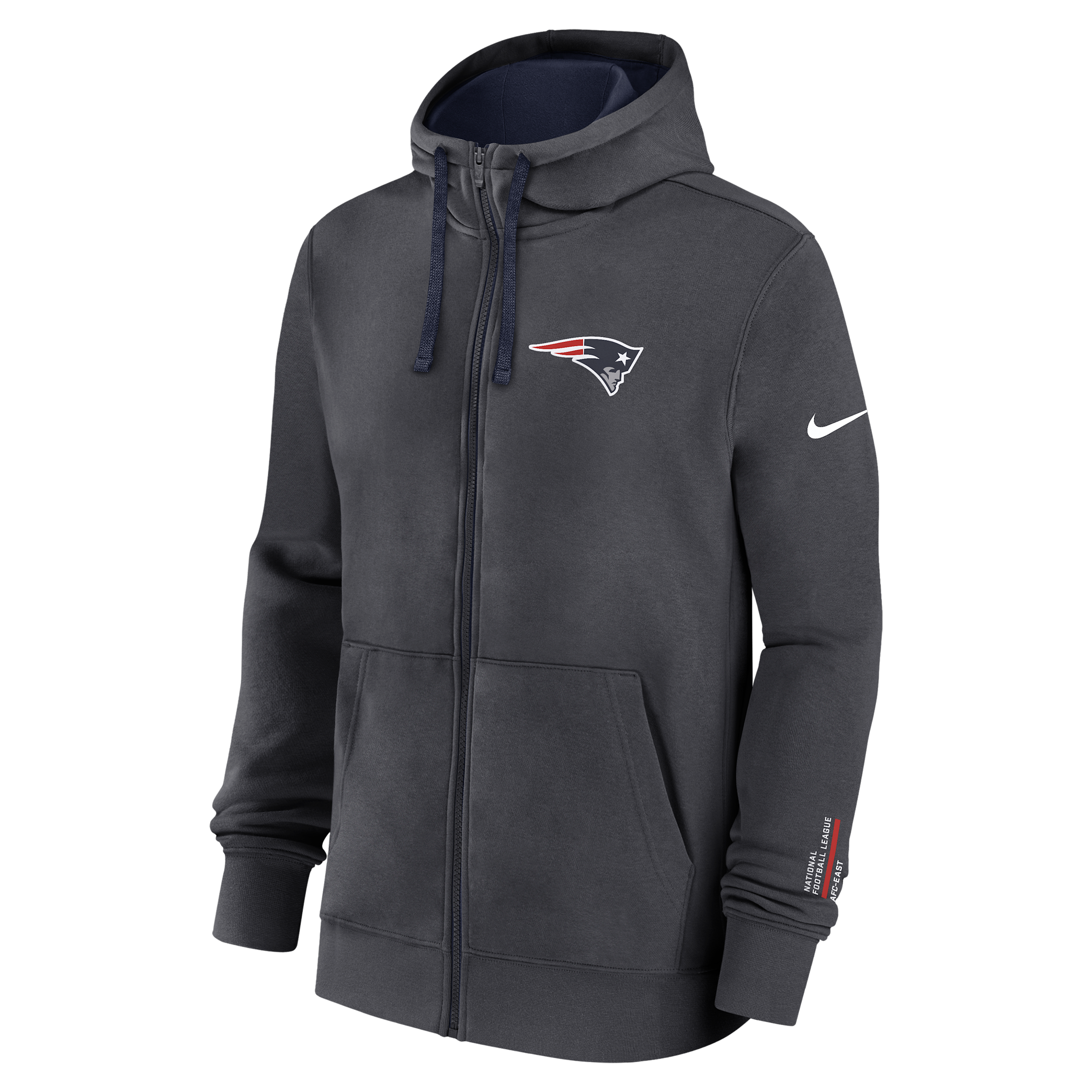 Nike New England Patriots Playbook Page Club  Men's Nfl Full-zip Hoodie In Gray