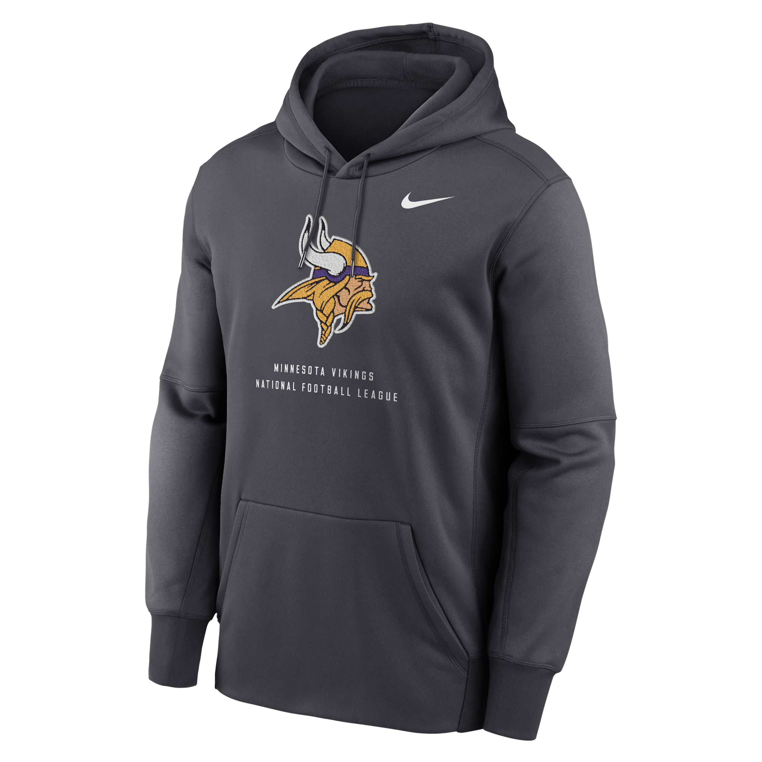 Men's Minnesota Vikings Nike Therma NFL Pullover Hoodie in Grey | NKAQ06F9M-R7Q
