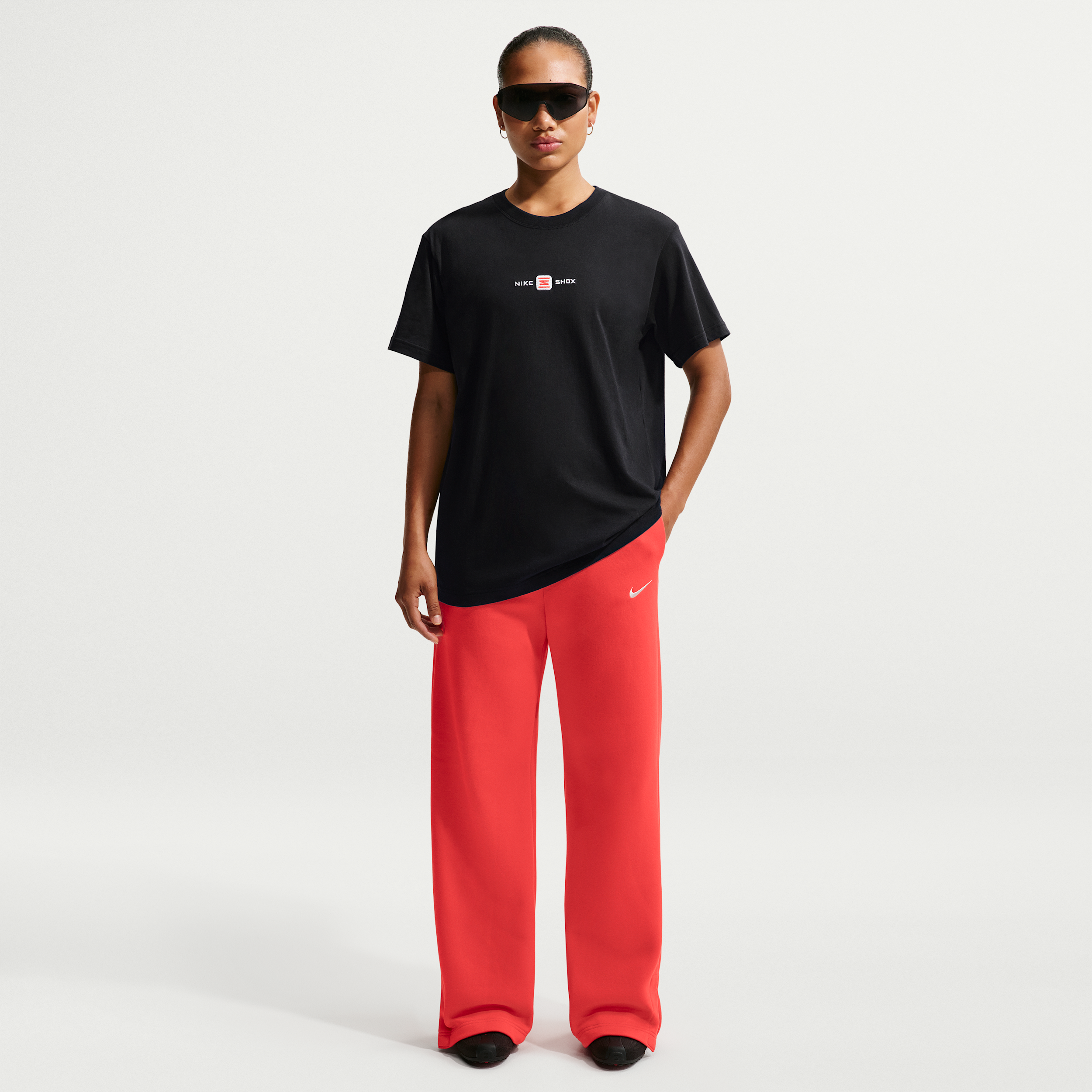 Women's Nike Sportswear Phoenix Fleece High-Waisted Wide-Leg Pants in Red | IH1011-696