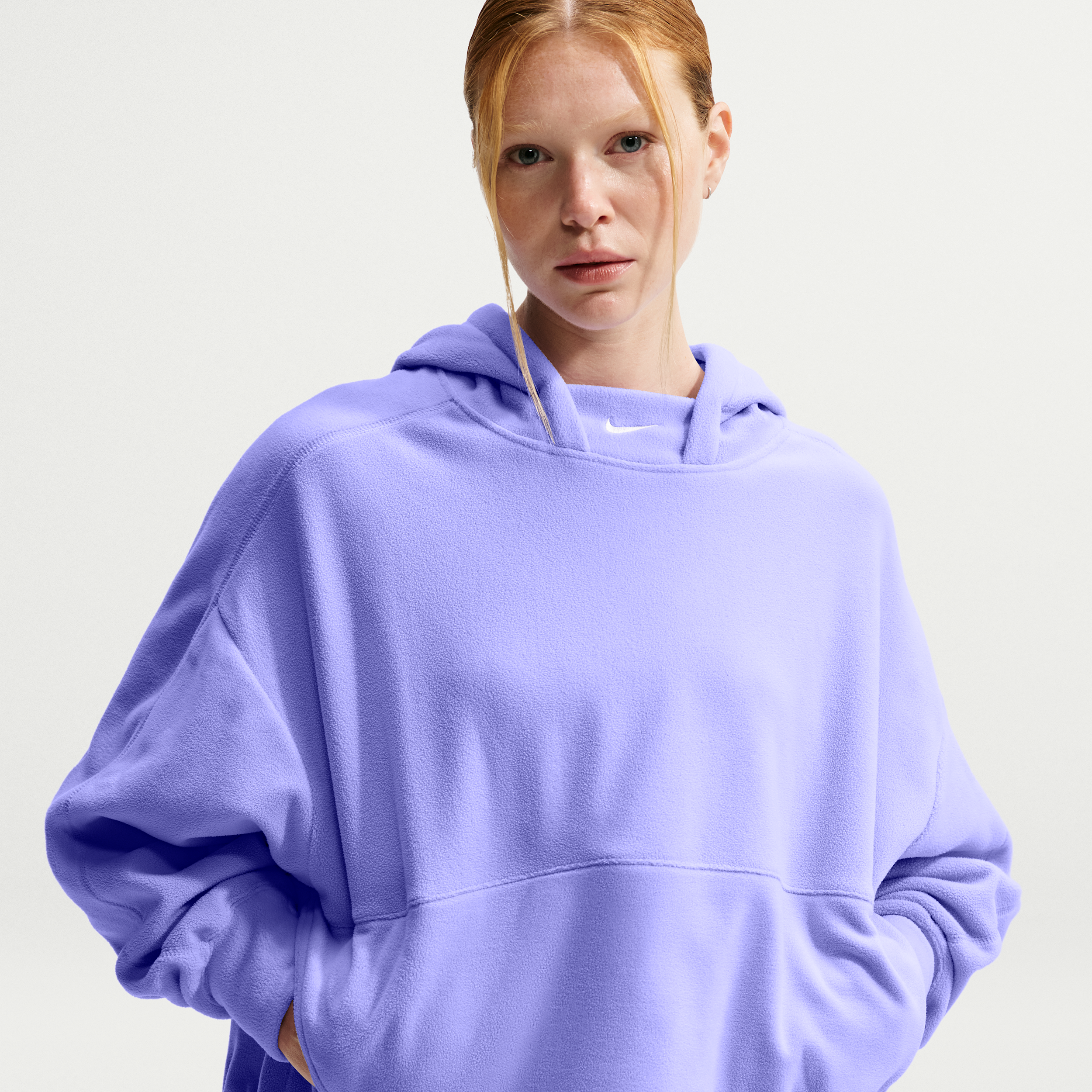 Nike Women's One Therma-FIT Oversized Pullover Hoodie in Purple | IO1052-580