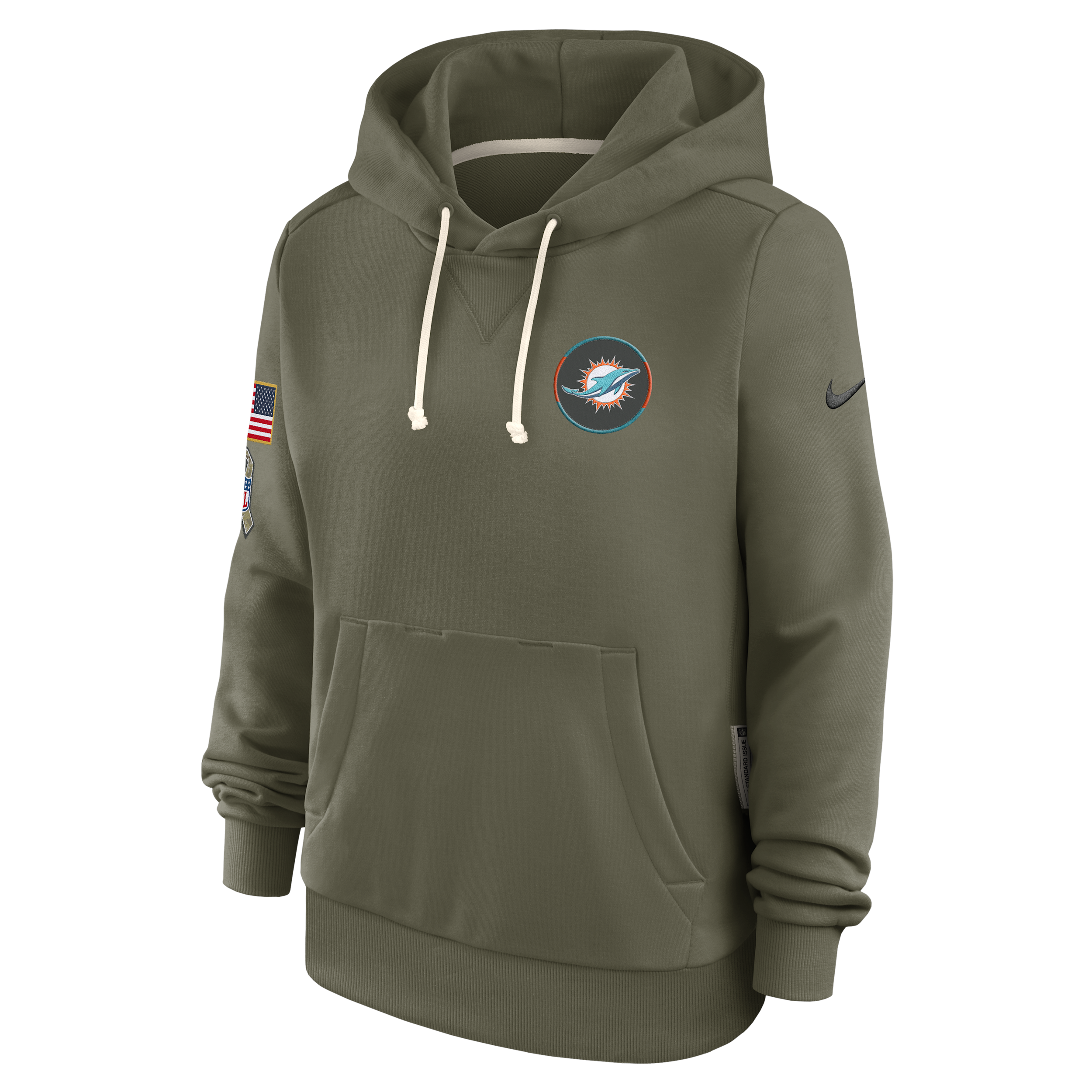 Nike Miami Dolphins Salute To Service Sideline  Women's Dri-fit Nfl Pullover Hoodie In Green