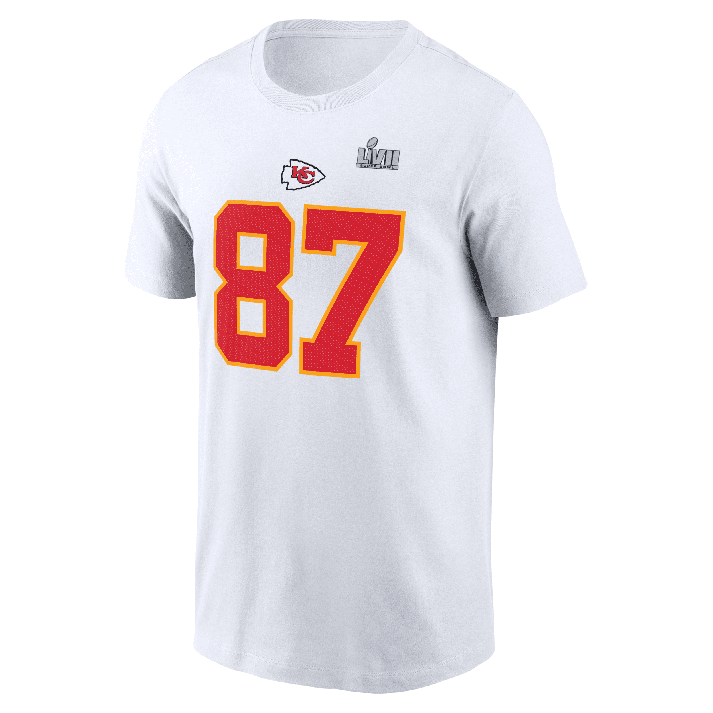 Nike Men's Nfl Kansas City Chiefs Super Bowl Lvii (travis Kelce) T-shirt In White