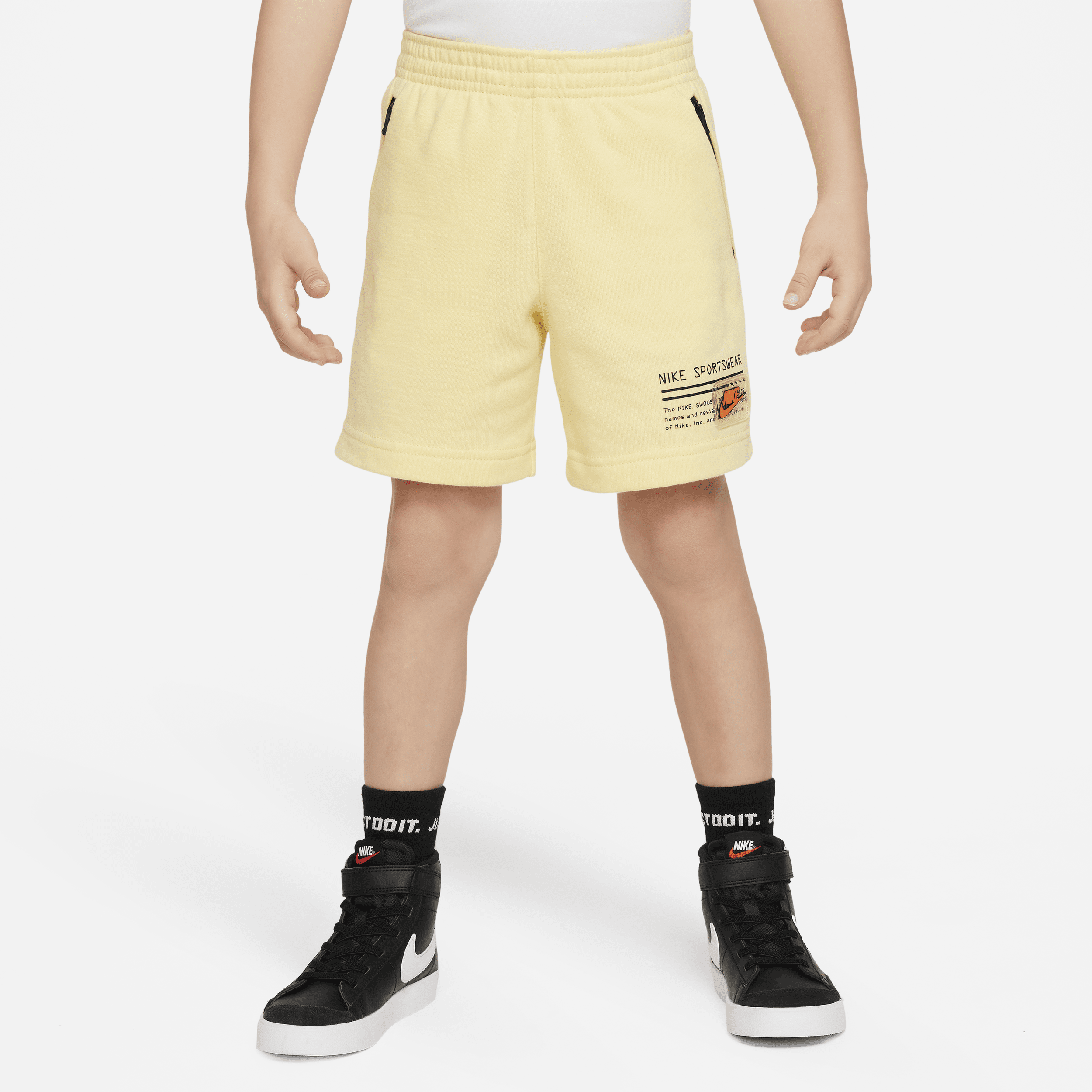 Shop Nike Sportswear Paint Your Future Little Kids' French Terry Shorts In Yellow