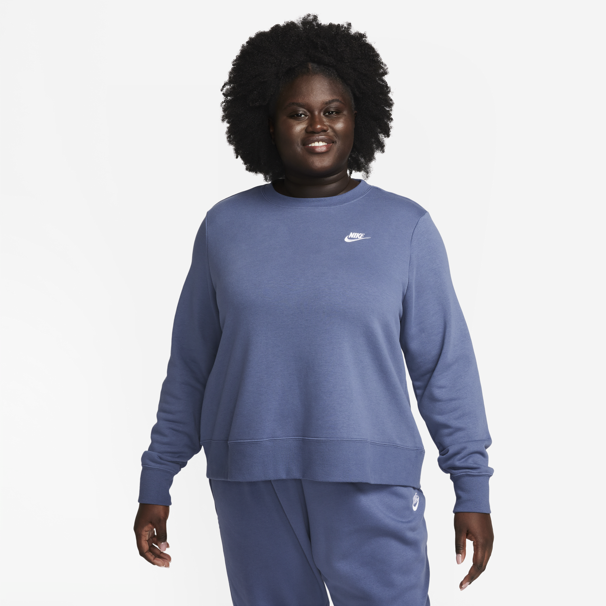 Nike Women's  Sportswear Club Fleece Crew-neck Sweatshirt (plus Size) In Blue