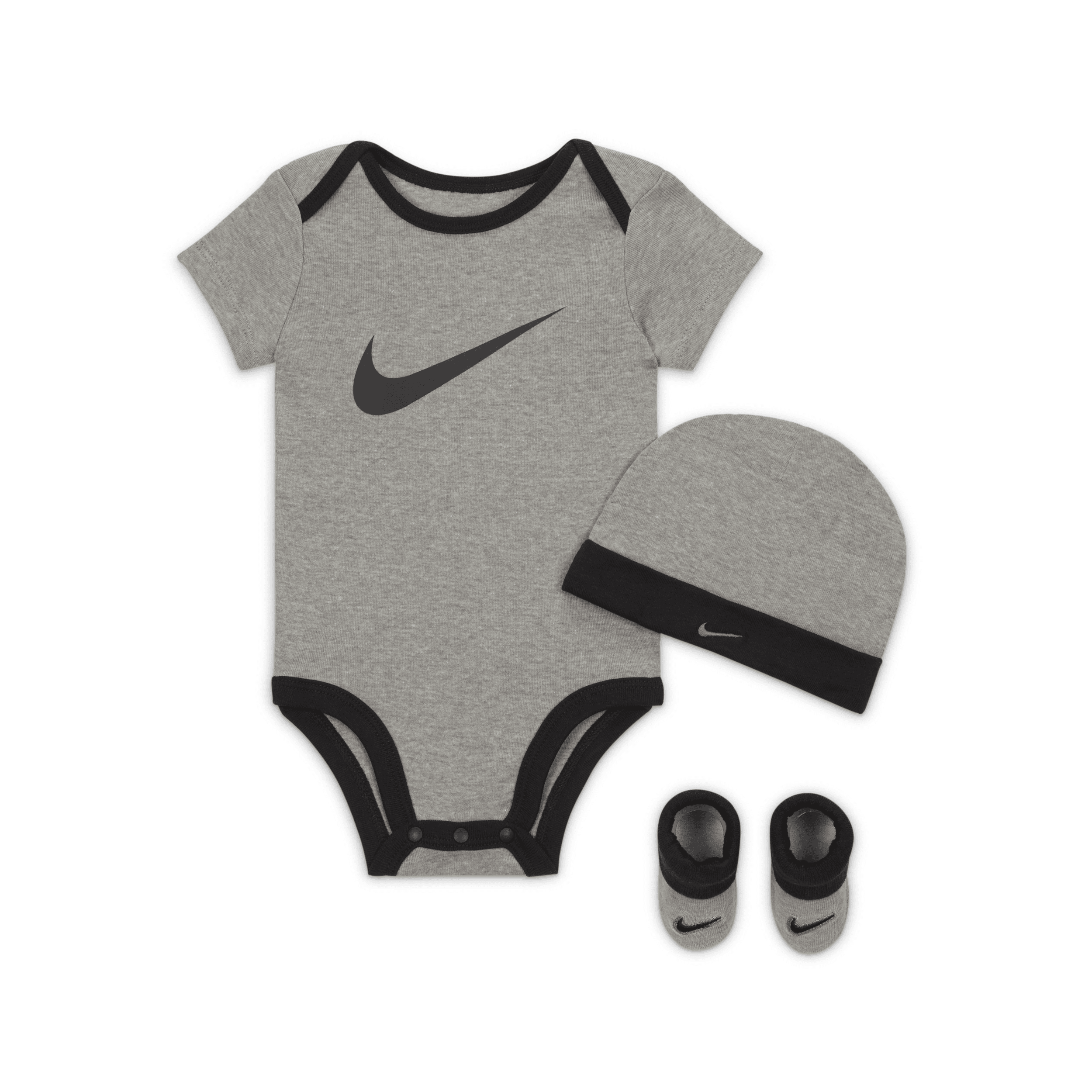 Nike Baby (6-12m) Bodysuit, Hat And Booties Box Set In Grey