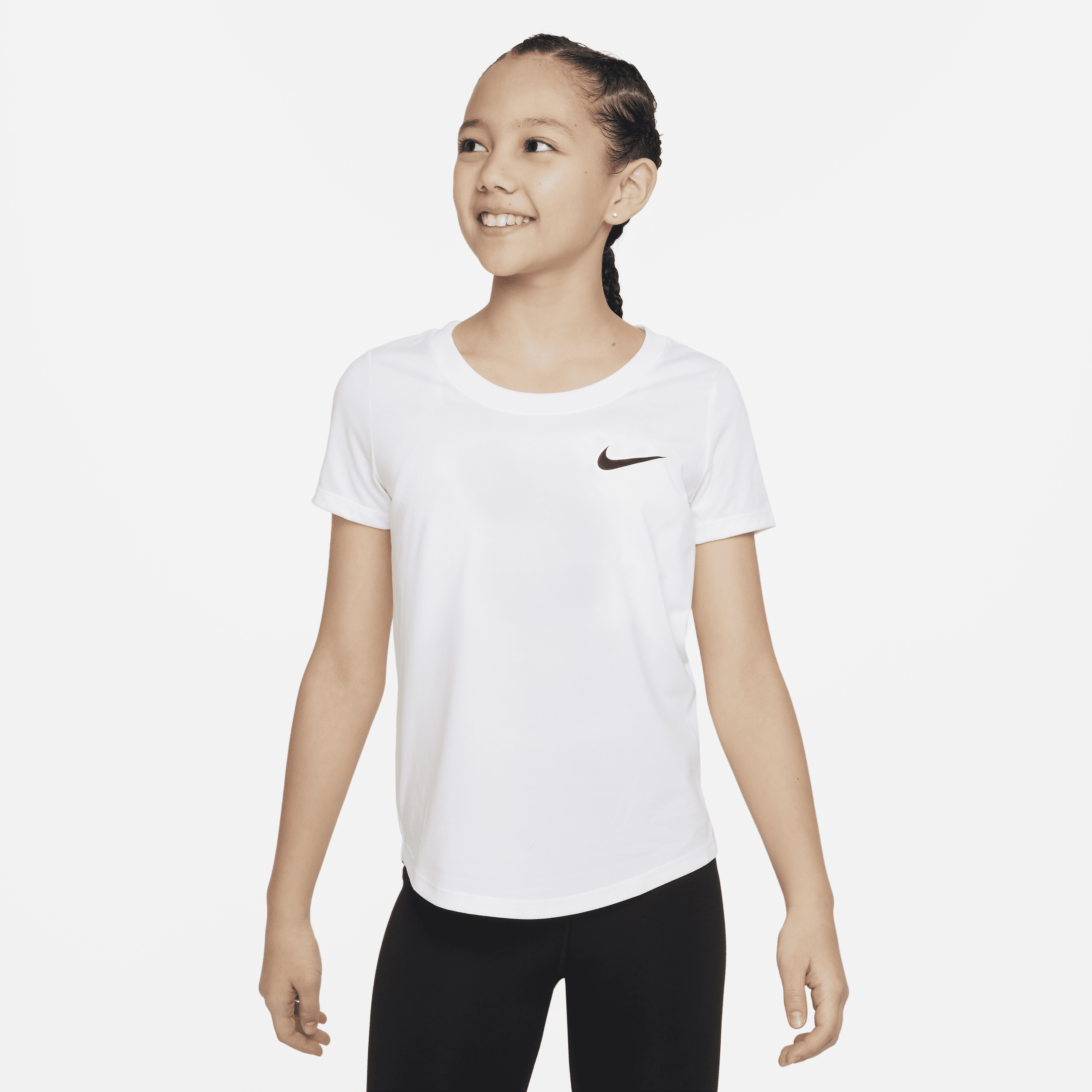 Shop Nike Dri-fit Big Kids' (girls') Training T-shirt In White