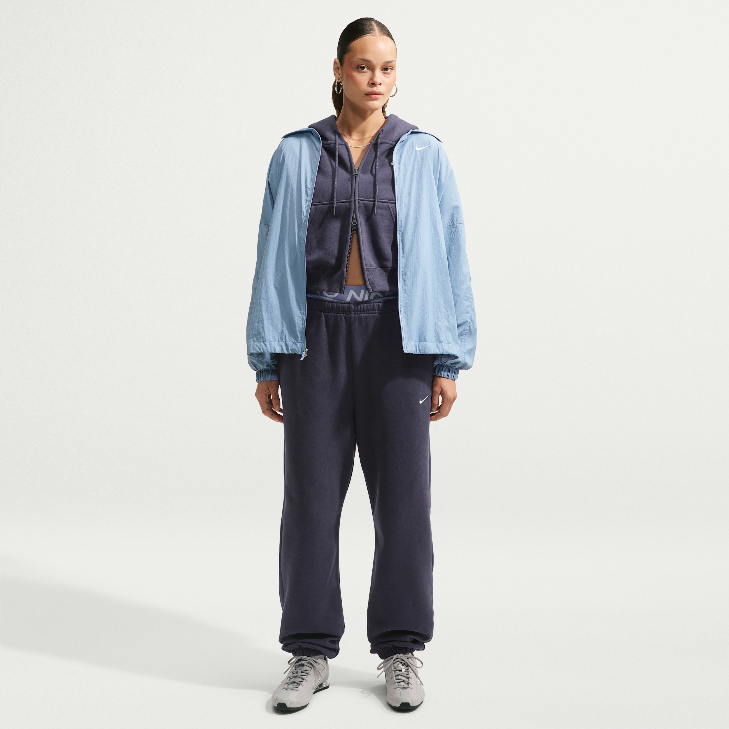 Nike Women's Studio Fleece Medium Weight High-Rise Oversized Cuffed Pants in Grey | IM8074-013