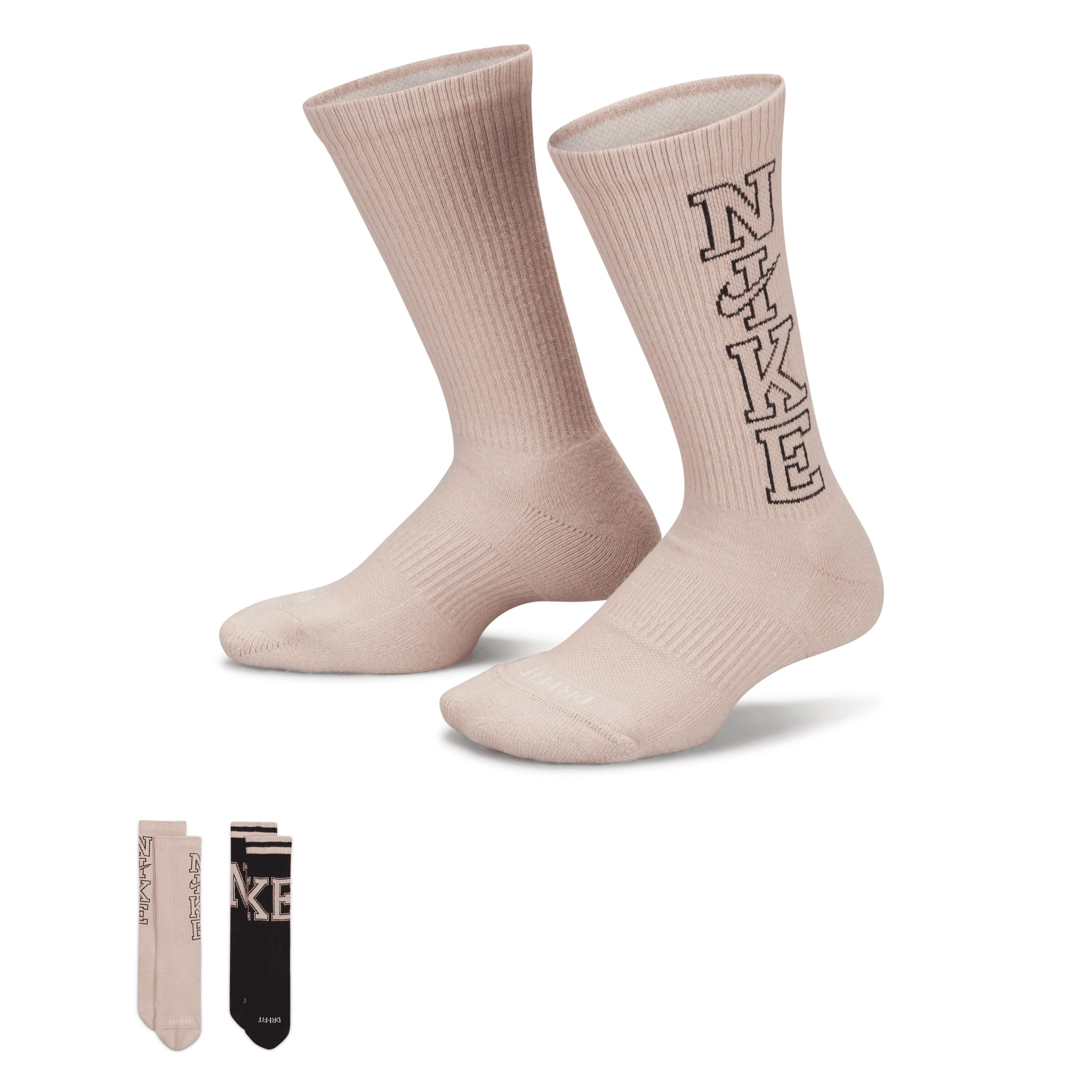 Nike Unisex Everyday Plus Cushioned Crew Training Socks (2 Pairs) In Multicolor