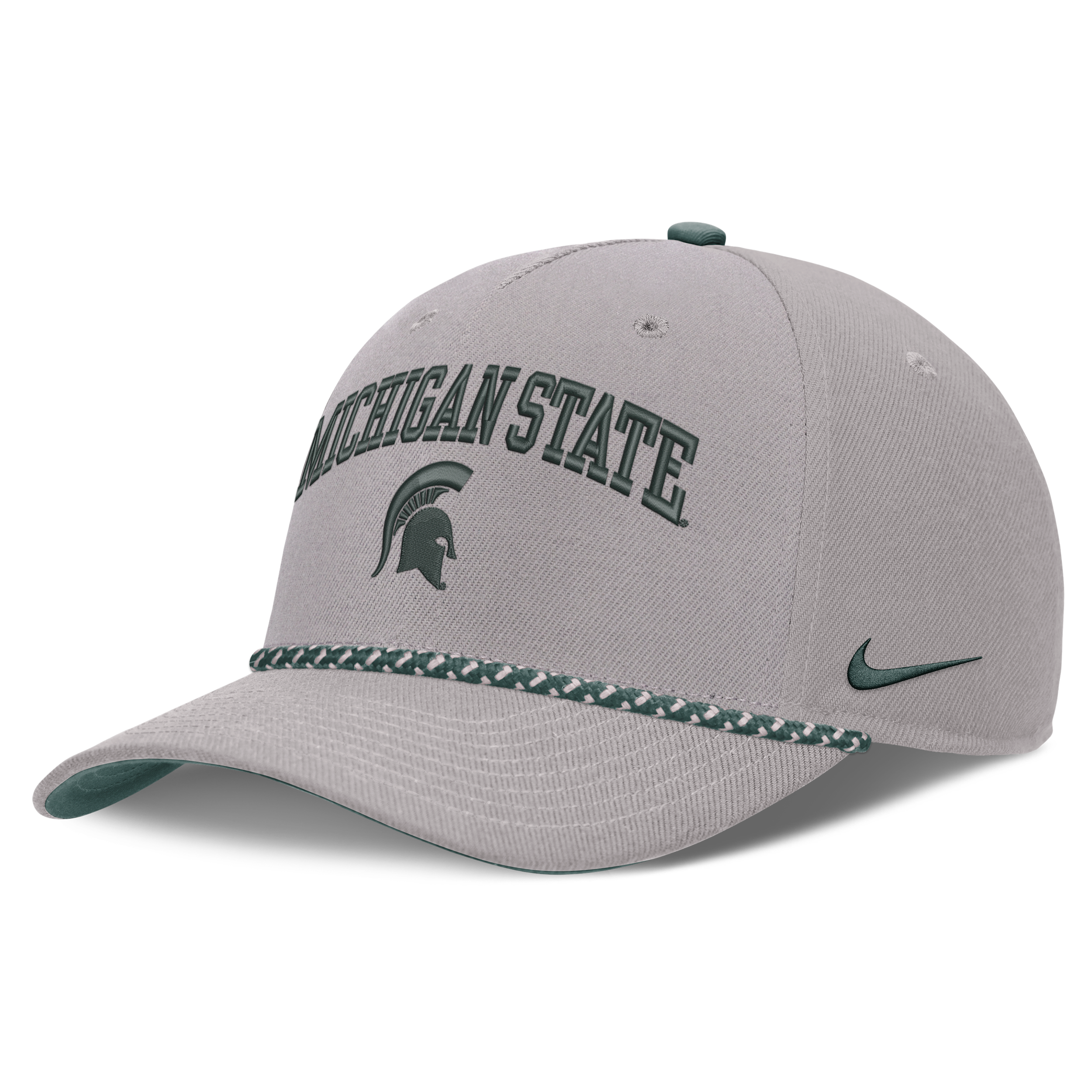 Men's and Women's Nike Gray Michigan State Spartans Primetime Rise Rope Adjustable Hat - Gray, Forest Green