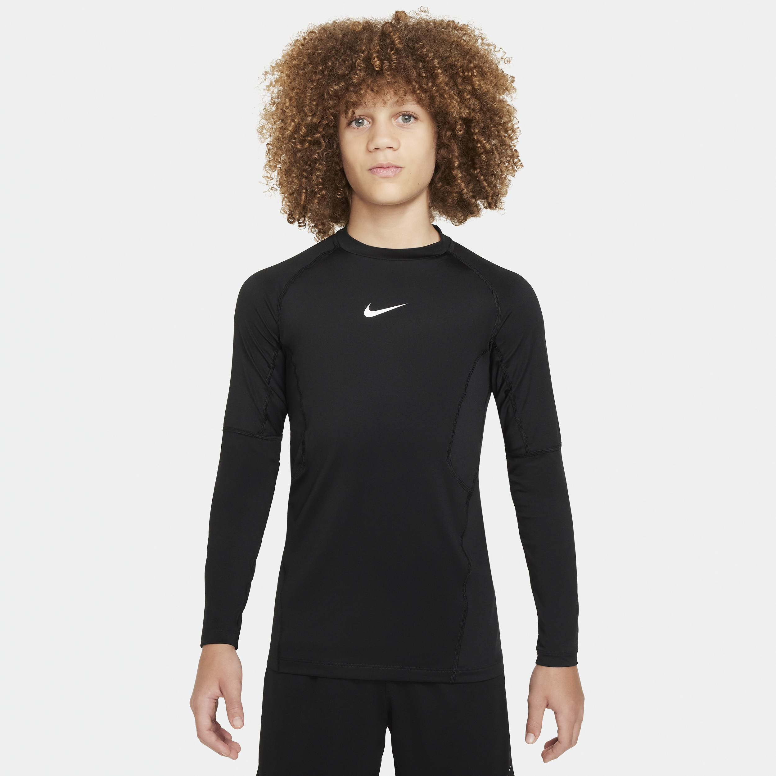 Nike Pro Big Kids' (boys') Dri-fit Long-sleeve Top In Black