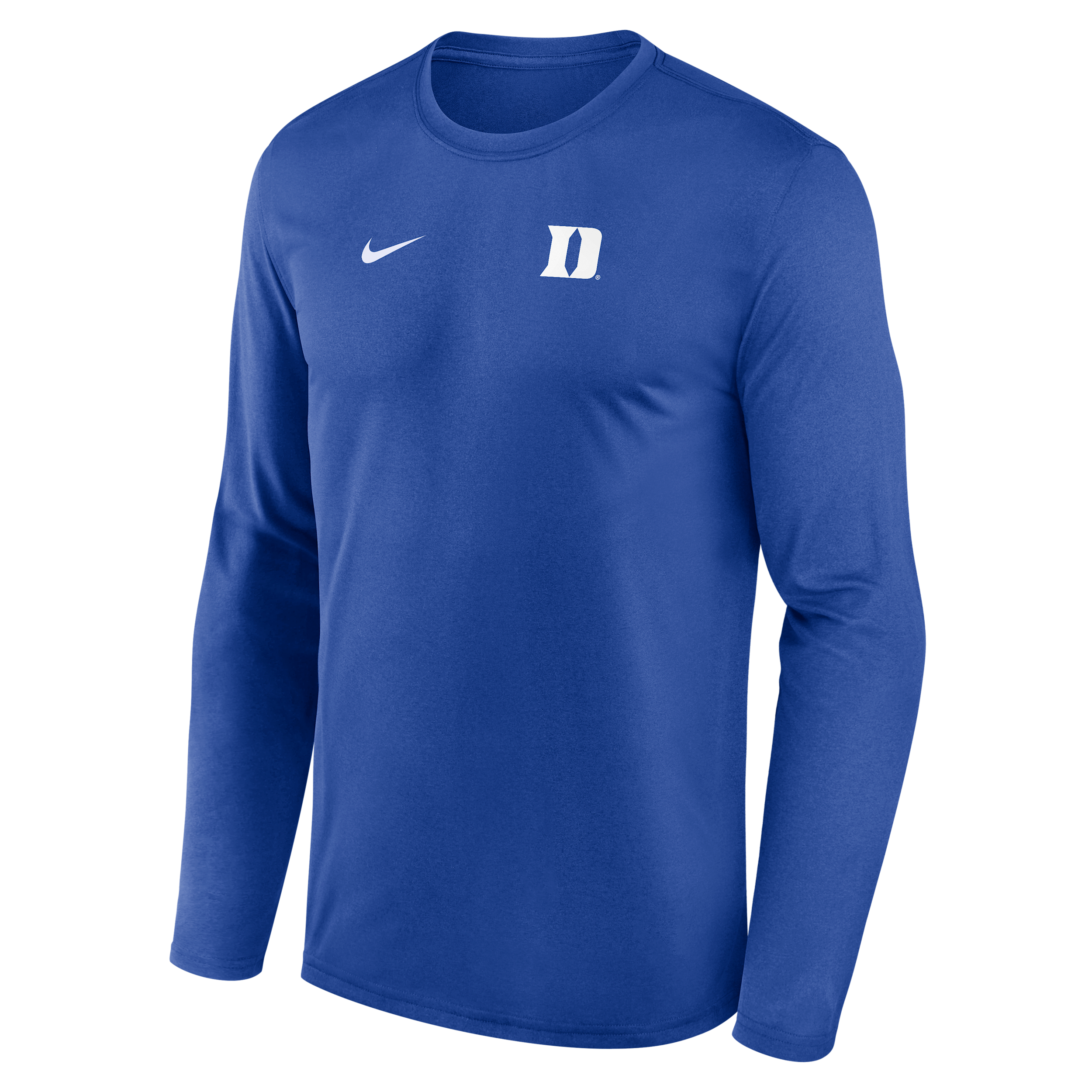 Duke Sideline Legend Small Logo Nike Men's Dri-FIT College Long-Sleeve T-Shirt in Blue | 02TJ4EVDU-HE3