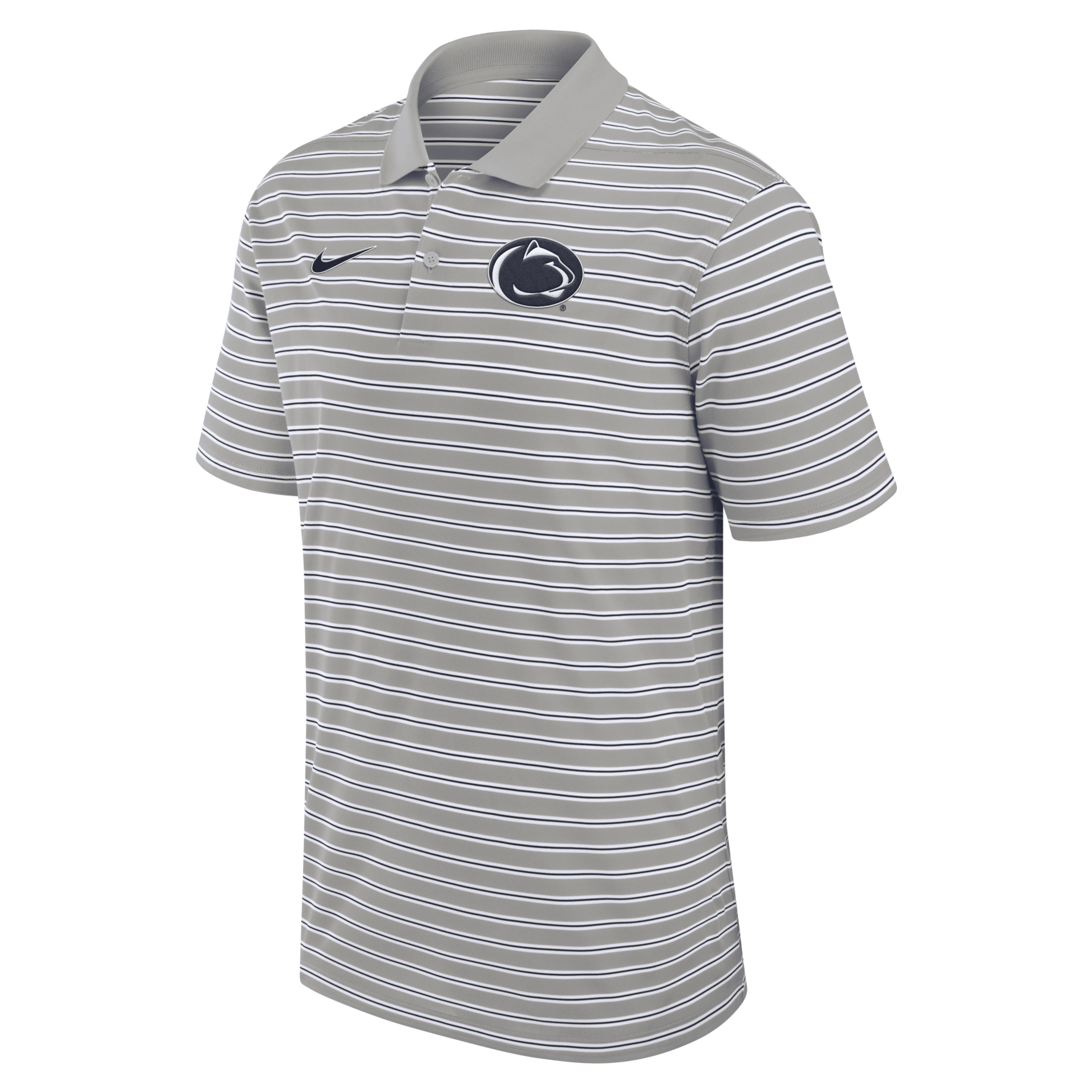 Nike Penn State Nittany Lions Primetime Victory Striped  Men's Dri-fit College Polo In Grey