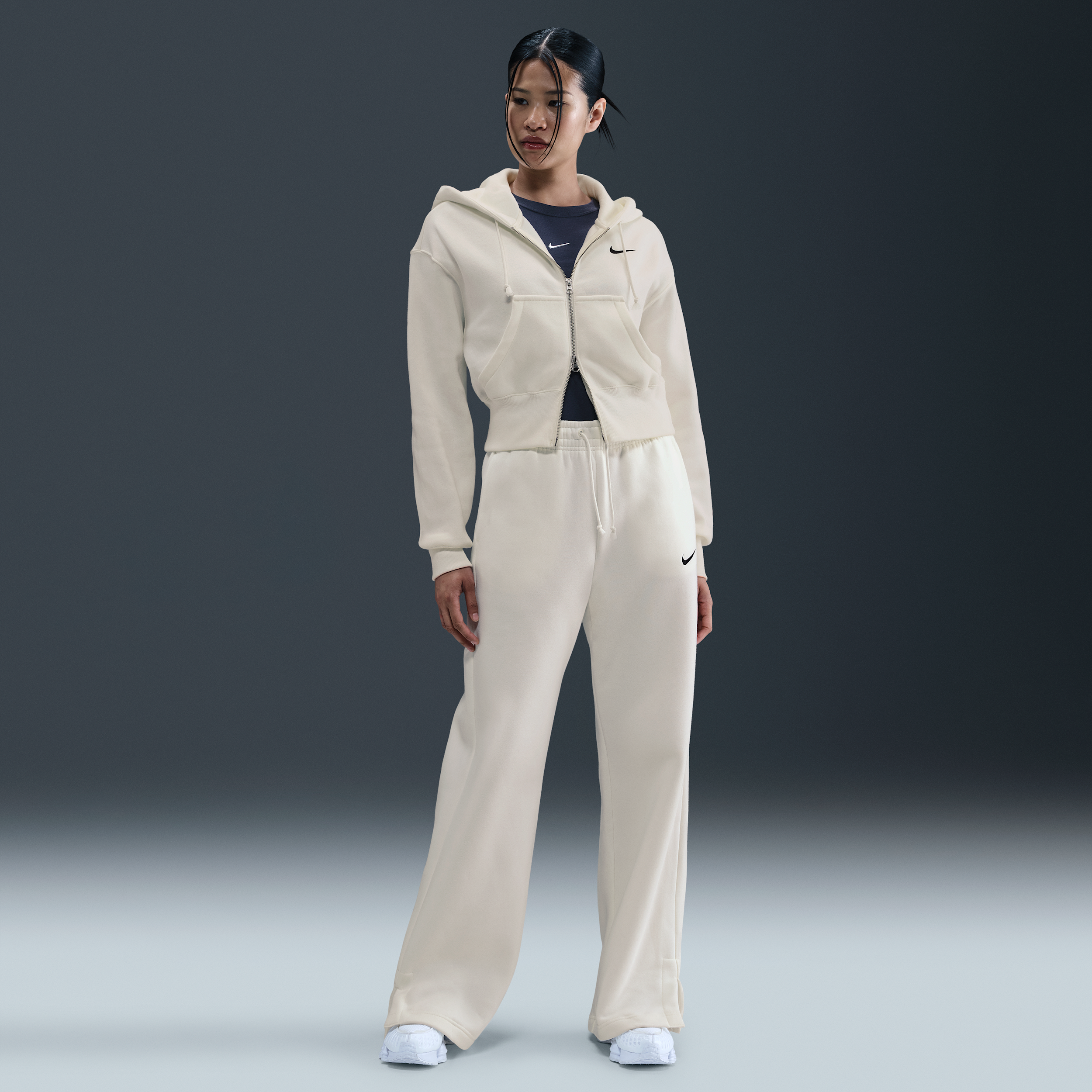 Nike Women's  Sportswear Phoenix Fleece High-waisted Wide-leg Pants In White