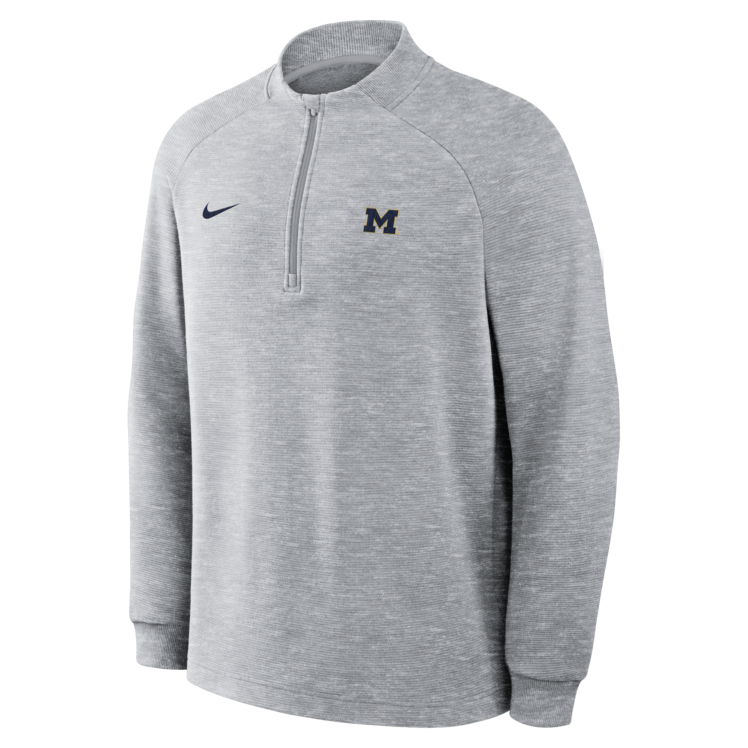 Nike Men's Gray Michigan Wolverines Par Raglan Tri-Blend Therma-fit Half-Zip Pullover Sweatshirt - Gray