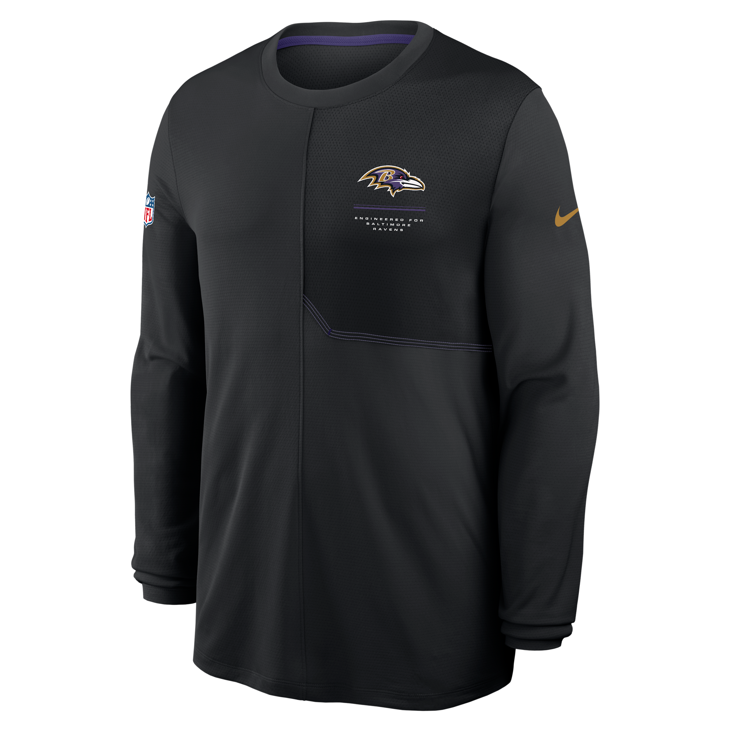 Baltimore Ravens Sideline Coach Nike Men's Dri-FIT NFL Long-Sleeve Top in Black | 03B1049Y8G-B8B