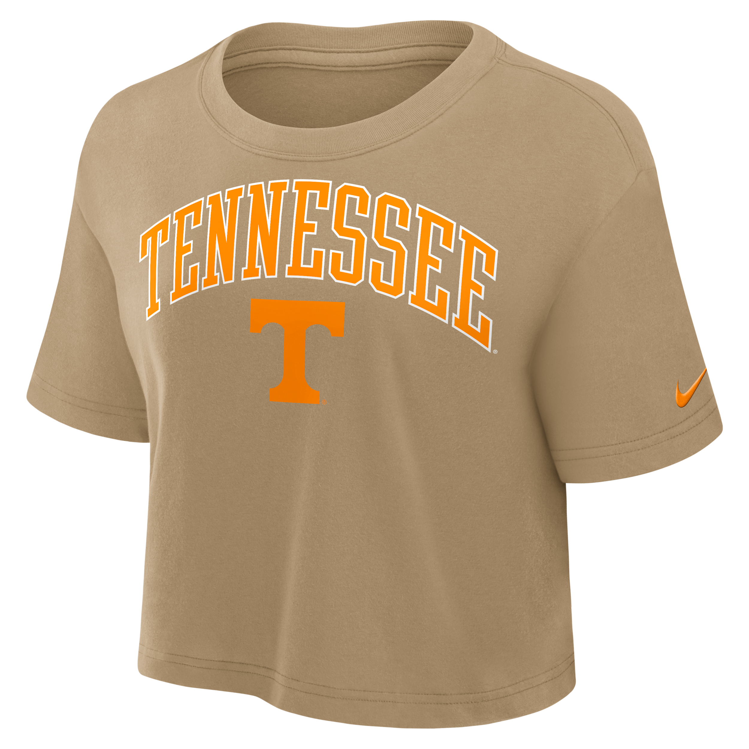 Nike Women's Tan Tennessee Volunteers Power Pursuit Athletic Prep Arch Performance Cropped T-shirt In Nude