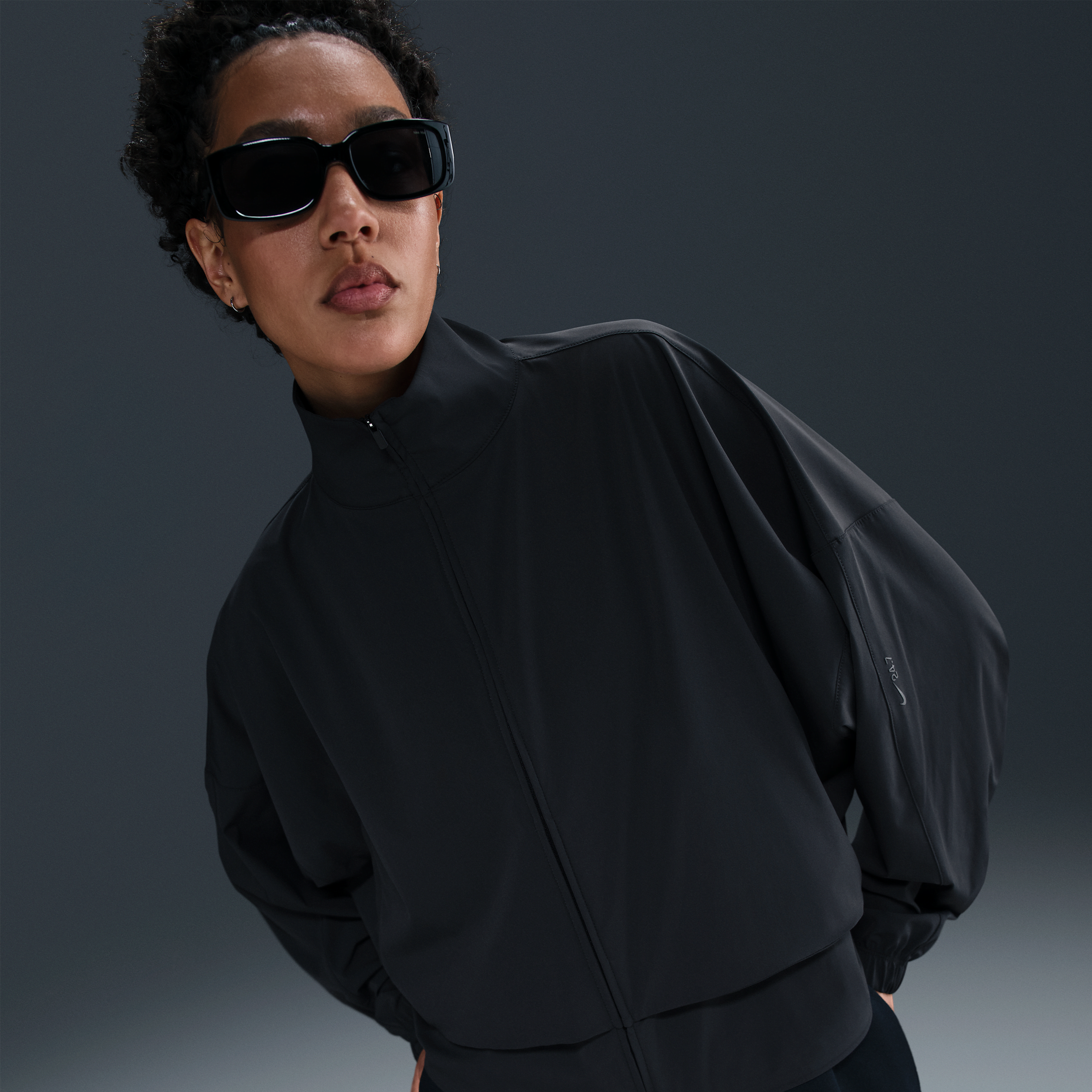 Nike Dri-fit Oversize Zip Jacket In Black