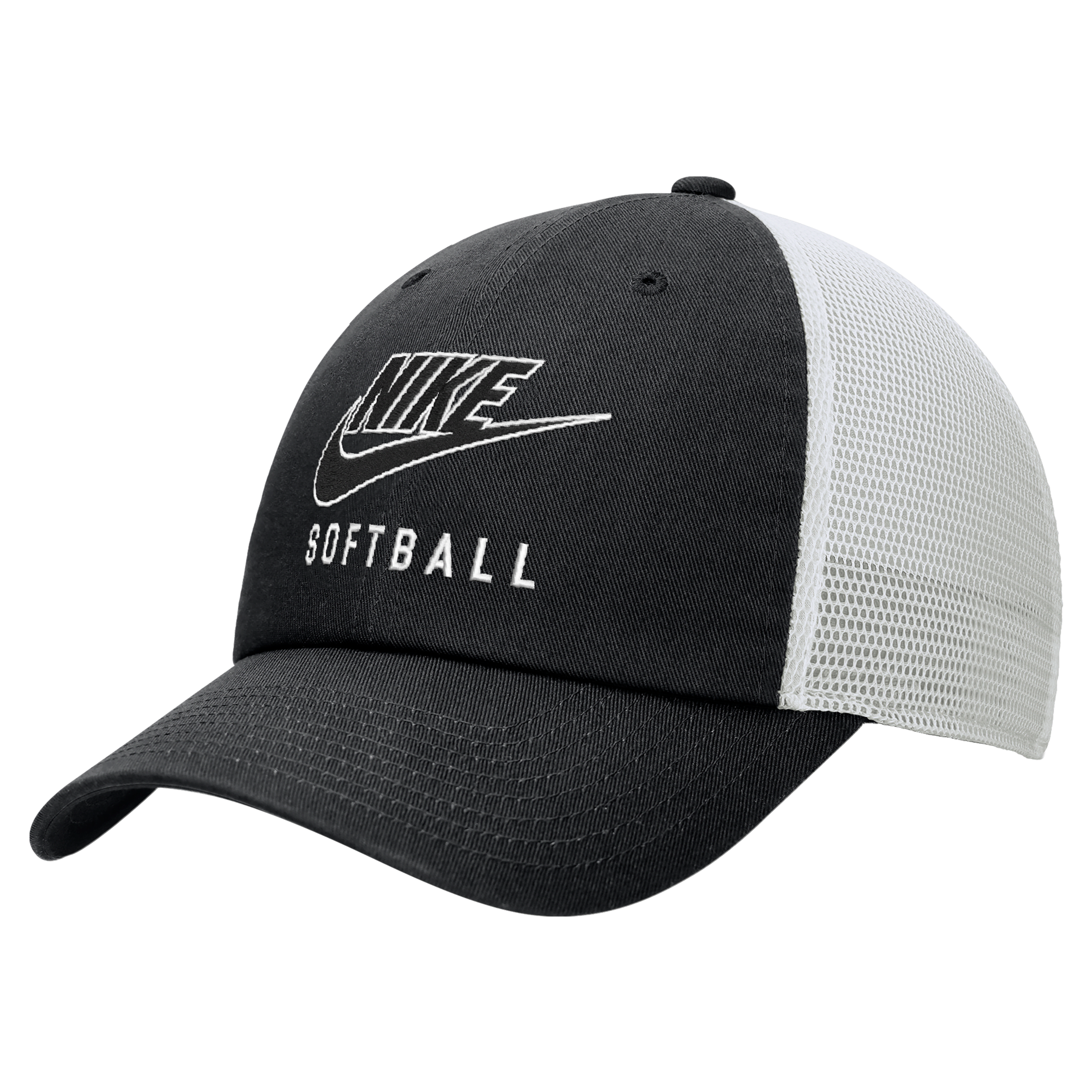 Shop Nike Unisex Club Unstructured Softball Swoosh Trucker Cap In Black